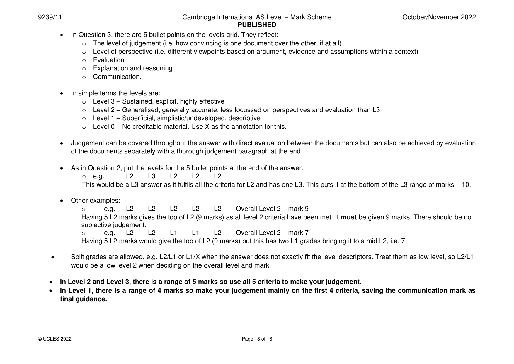 Mark scheme, page 18 of 18
