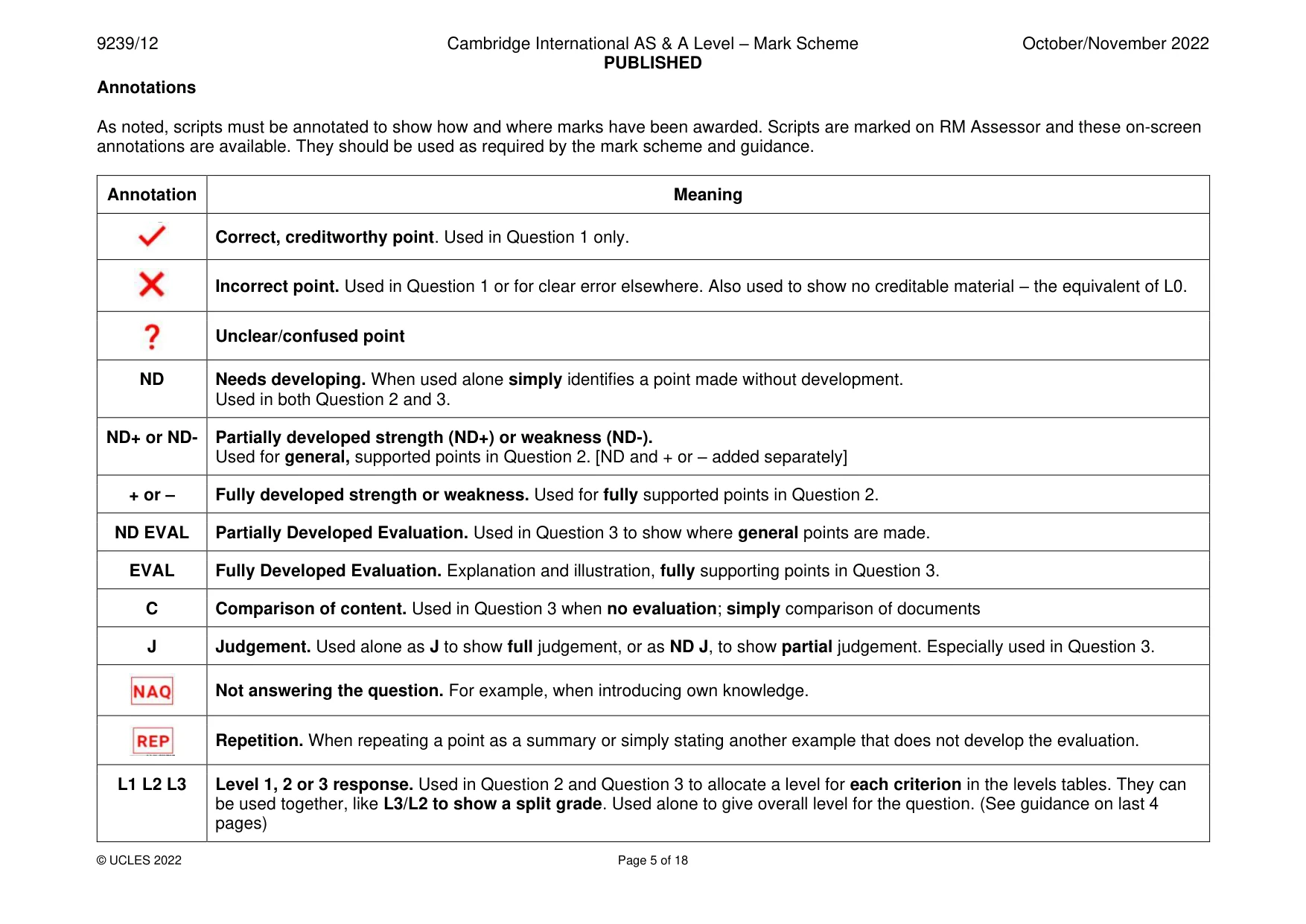 Mark scheme, page 5 of 18