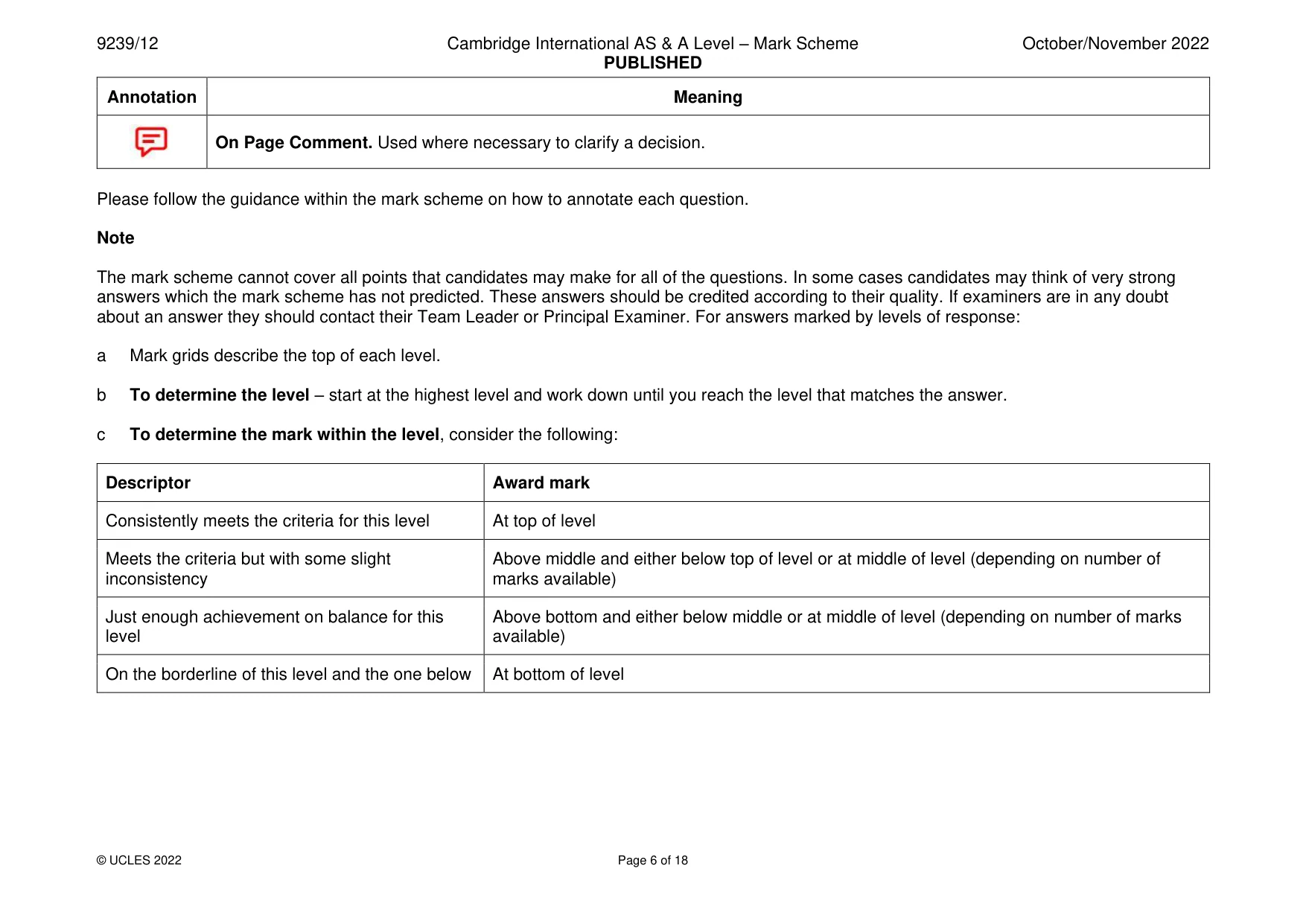 Mark scheme, page 6 of 18