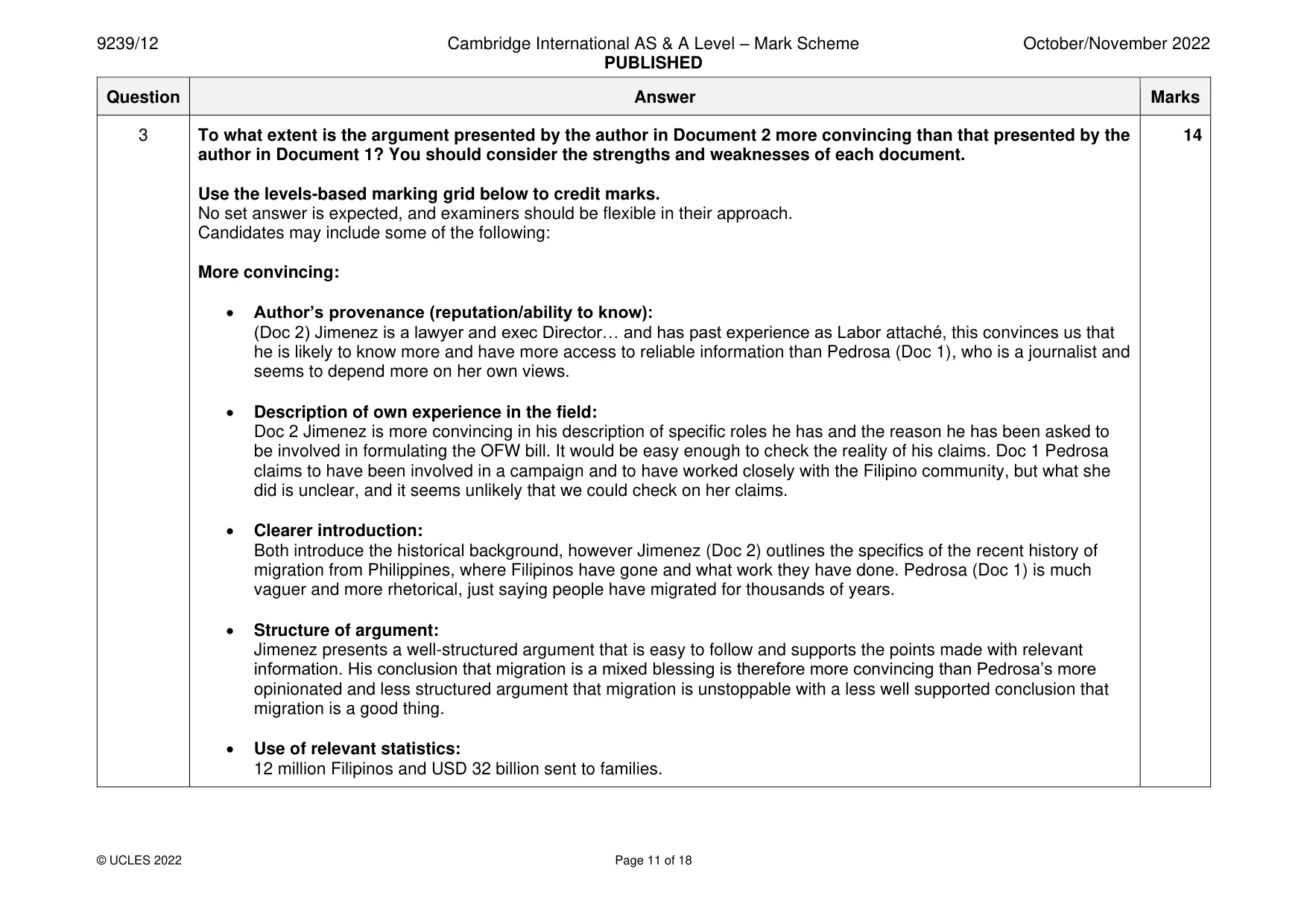 Mark scheme, page 11 of 18