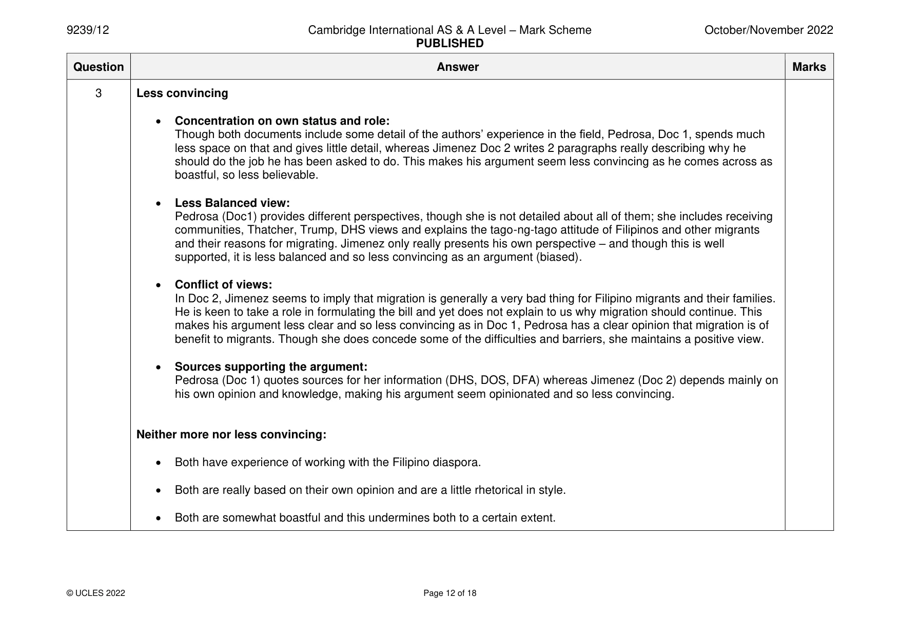 Mark scheme, page 12 of 18