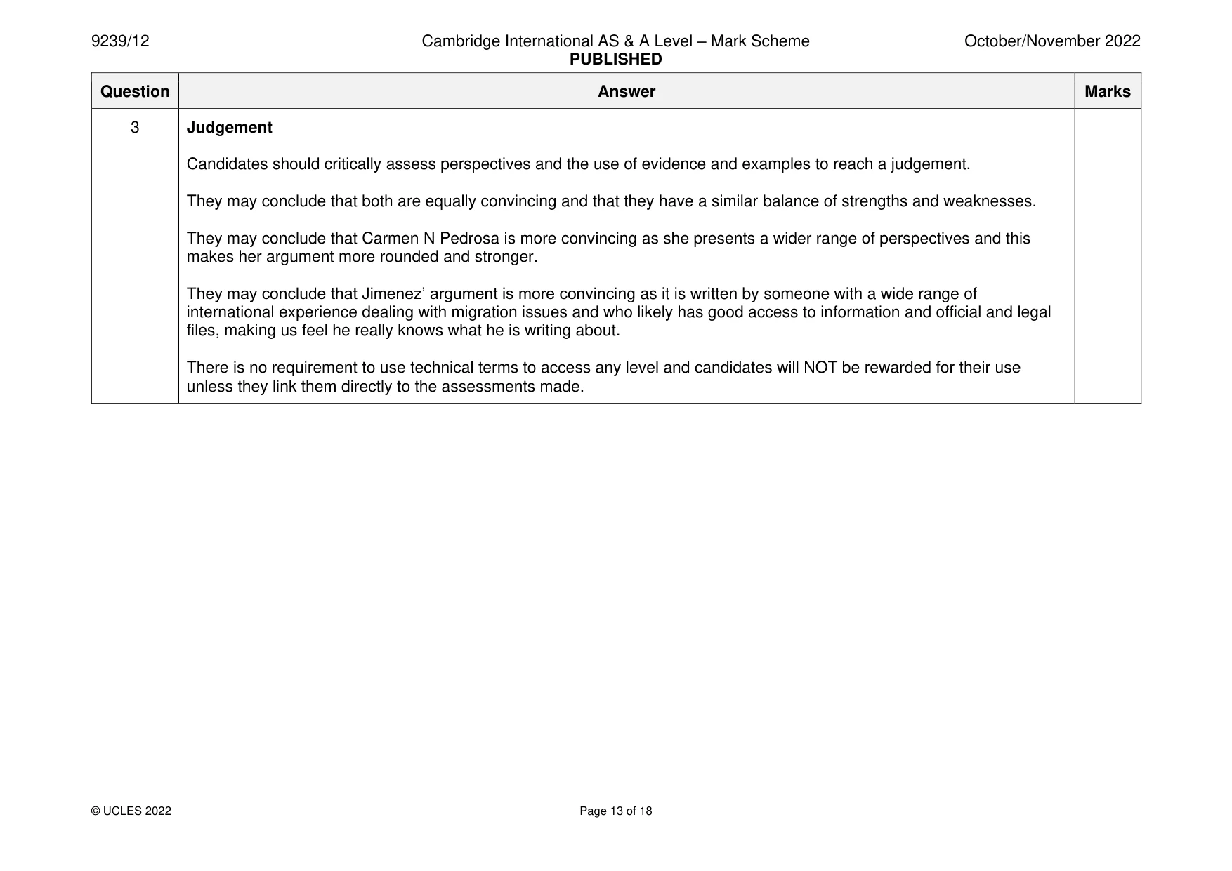 Mark scheme, page 13 of 18