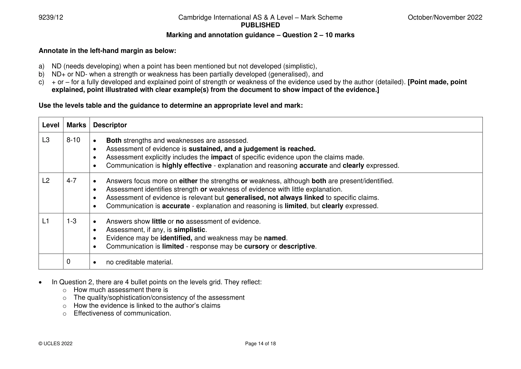 Mark scheme, page 14 of 18