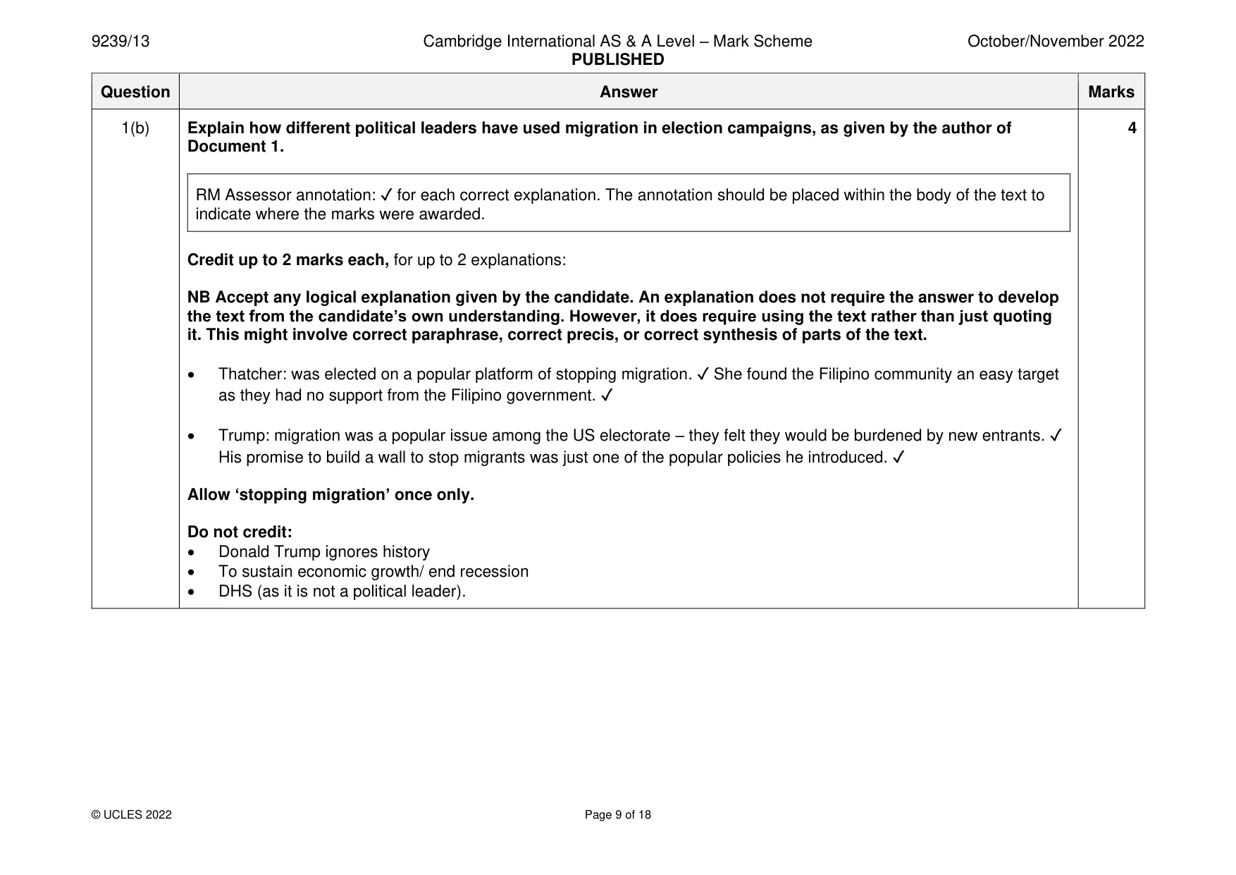 Mark scheme, page 9 of 18