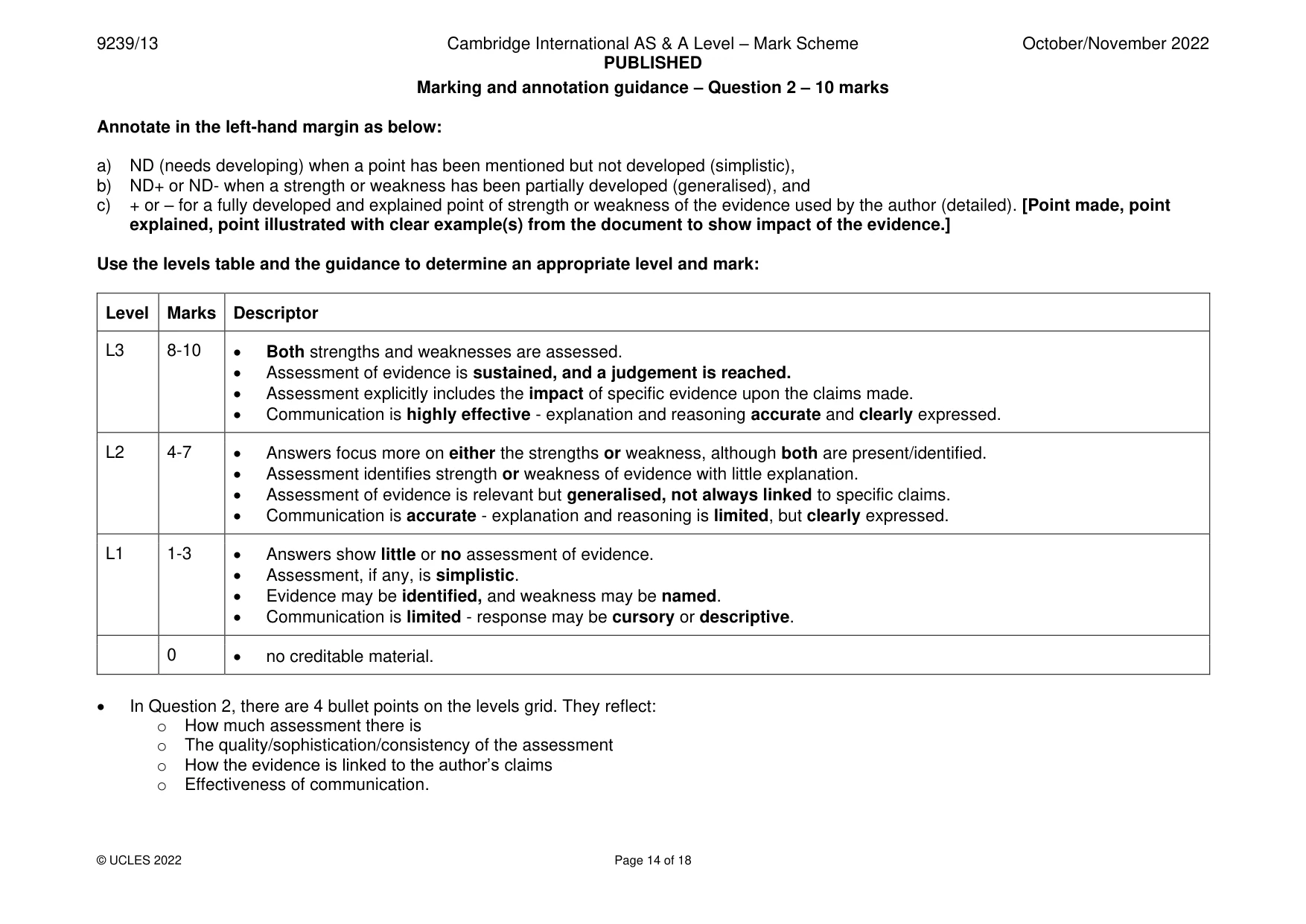 Mark scheme, page 14 of 18