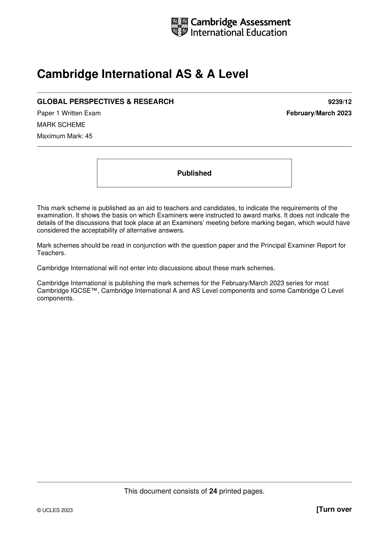 Mark scheme, page 1 of 24