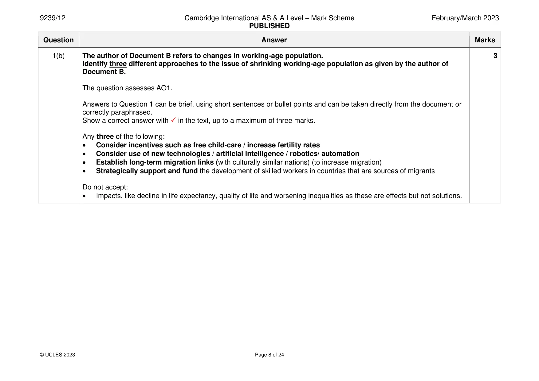 Mark scheme, page 8 of 24