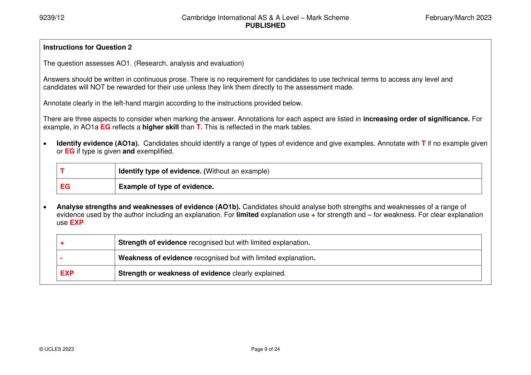 Mark scheme, page 9 of 24