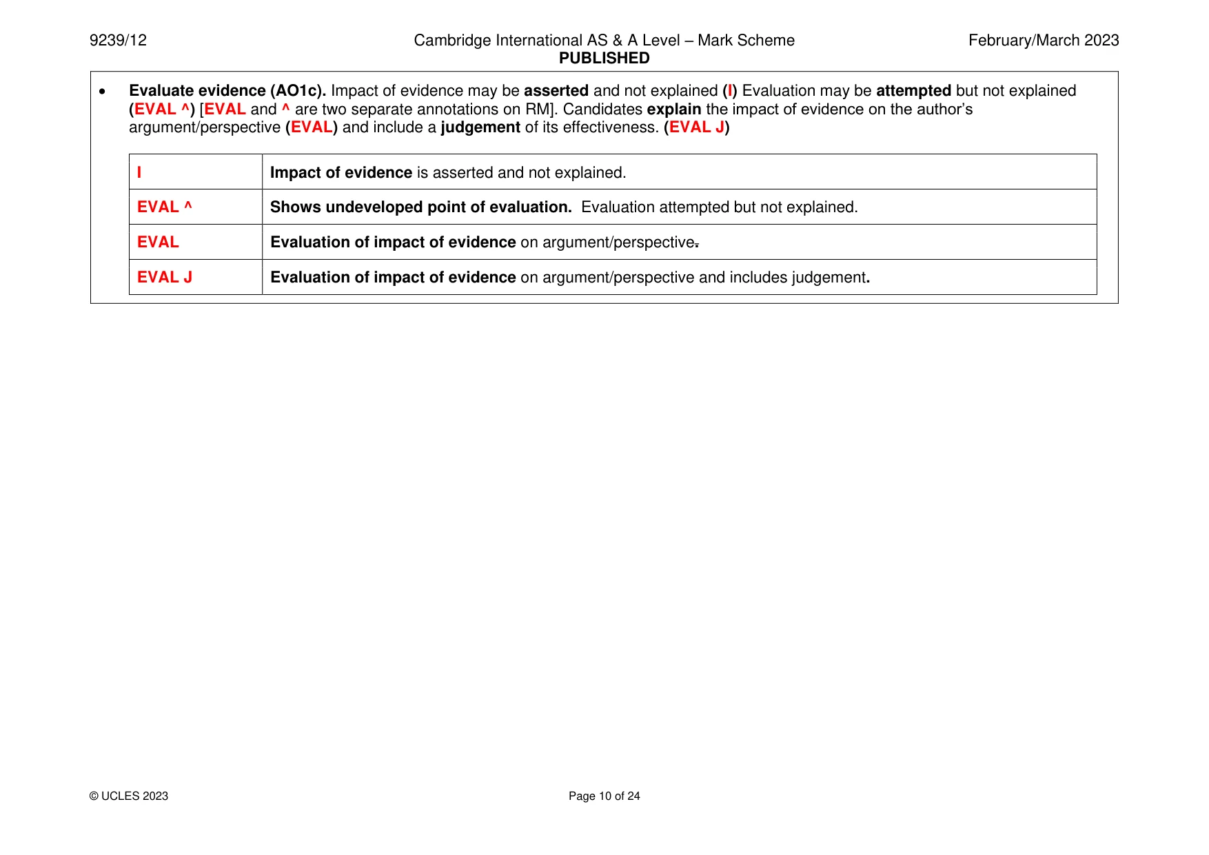 Mark scheme, page 10 of 24