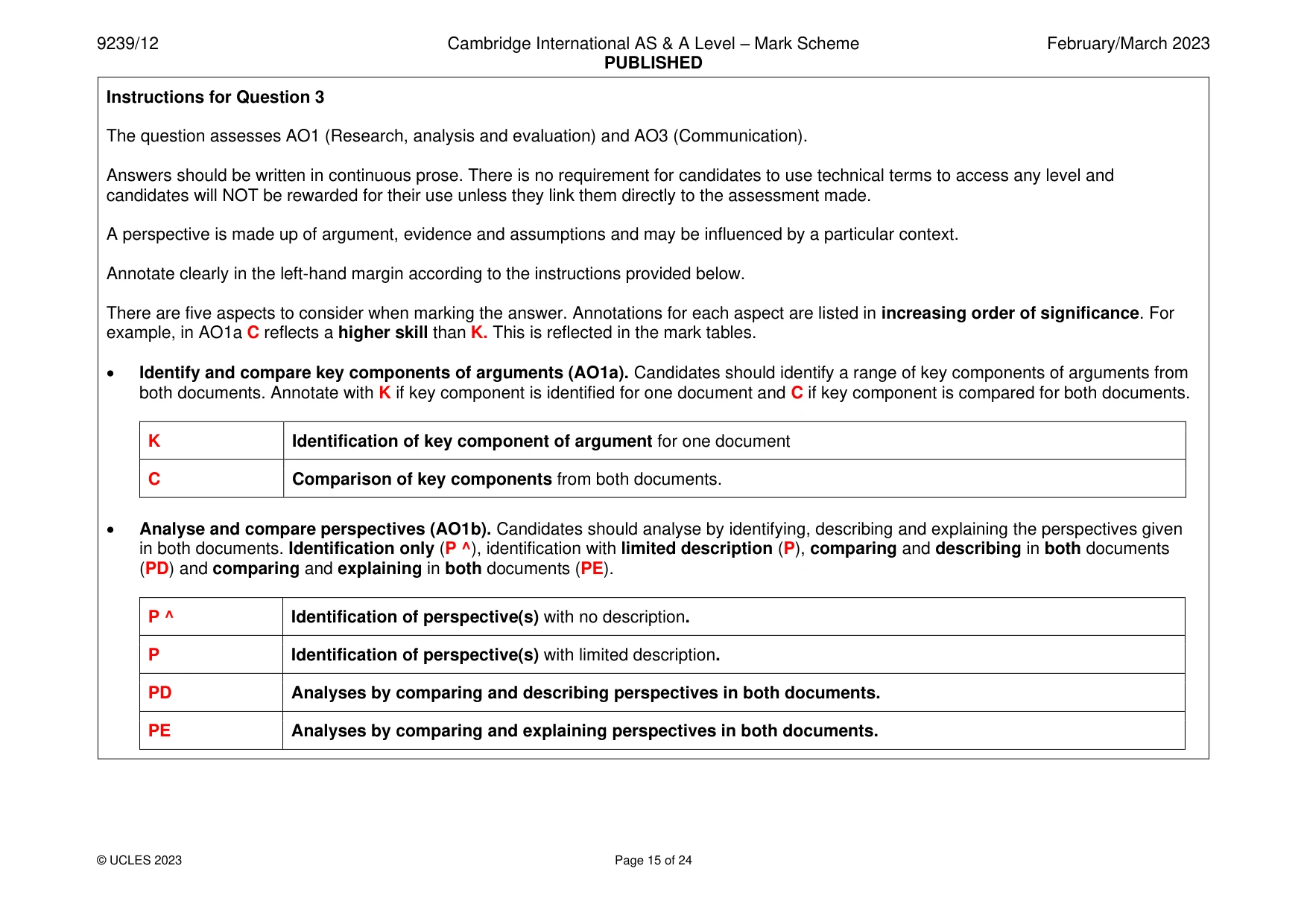 Mark scheme, page 15 of 24