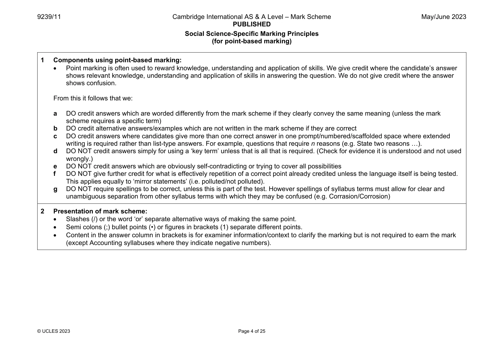 Mark scheme, page 4 of 25