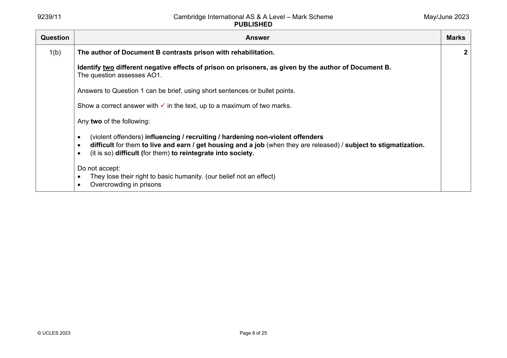 Mark scheme, page 8 of 25