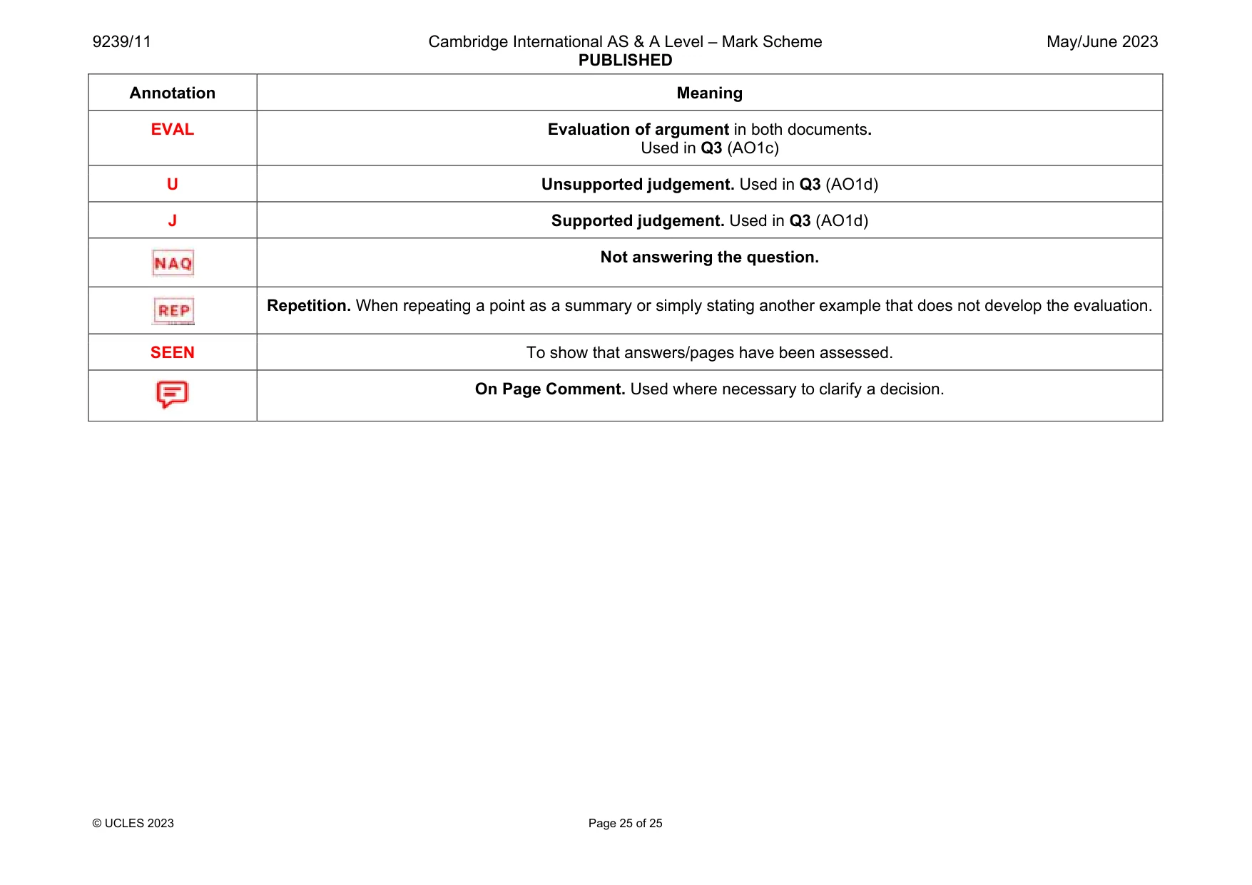 Mark scheme, page 25 of 25