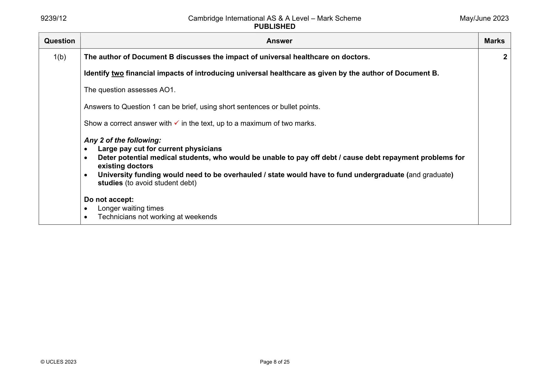 Mark scheme, page 8 of 25