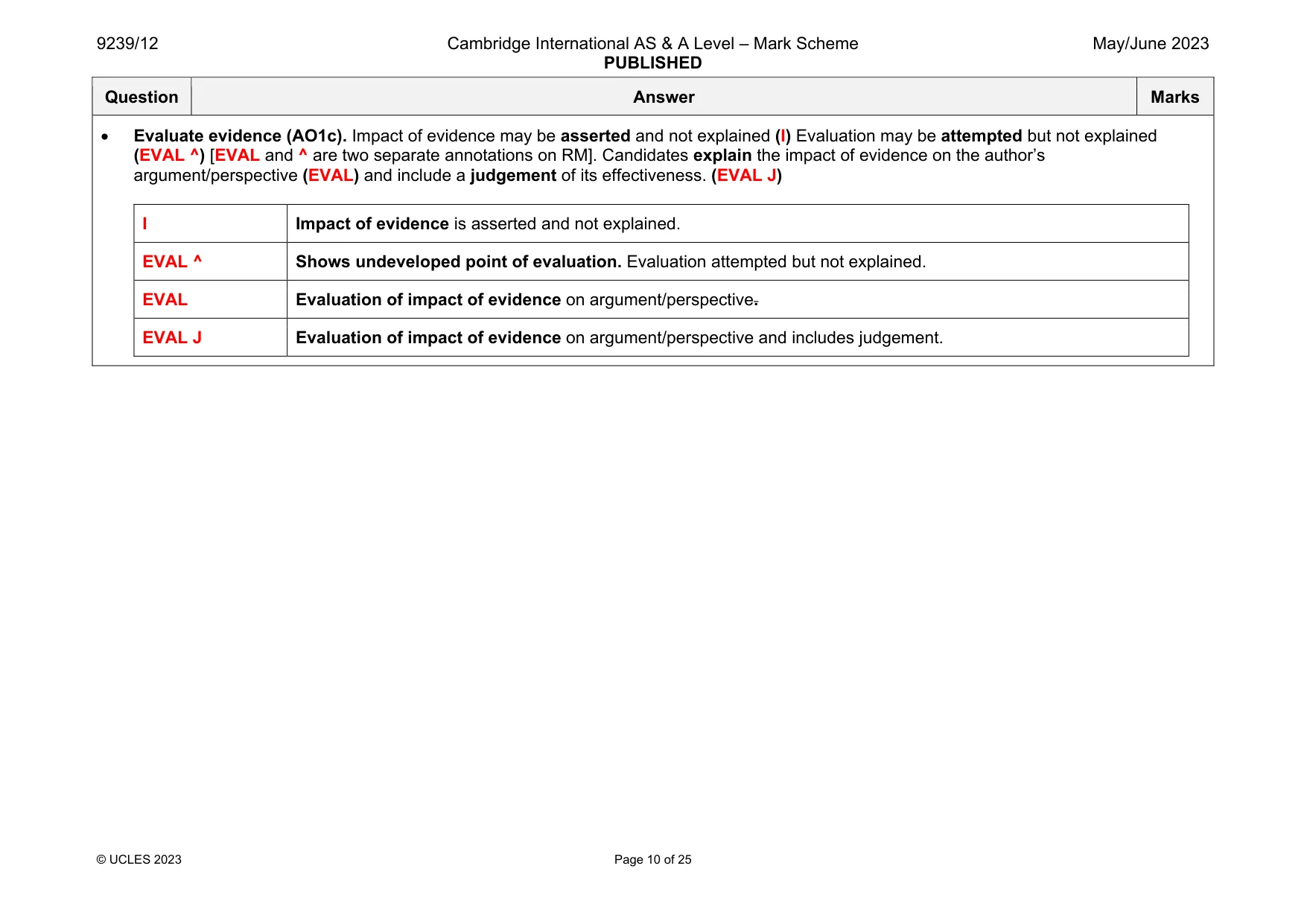 Mark scheme, page 10 of 25