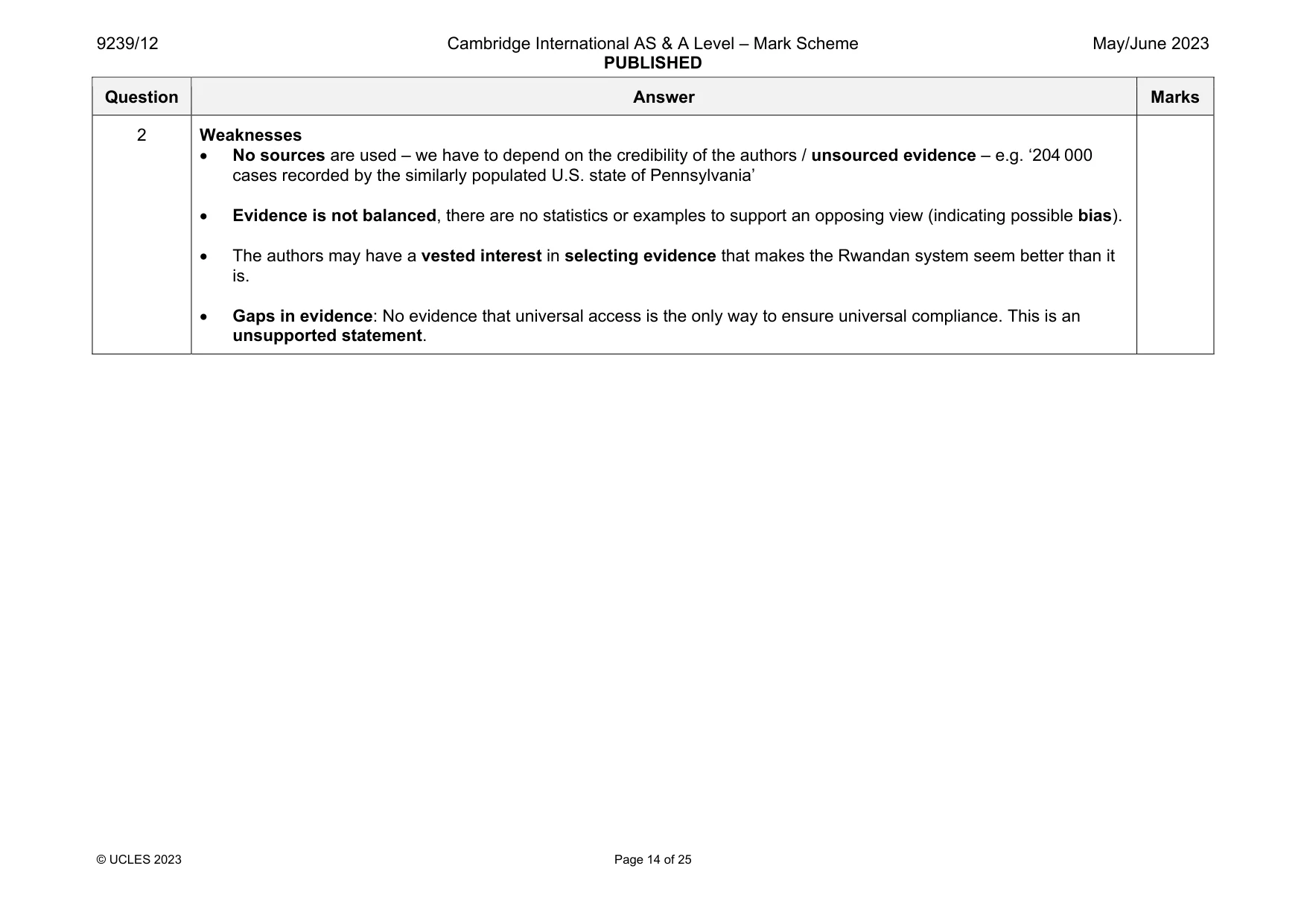 Mark scheme, page 14 of 25