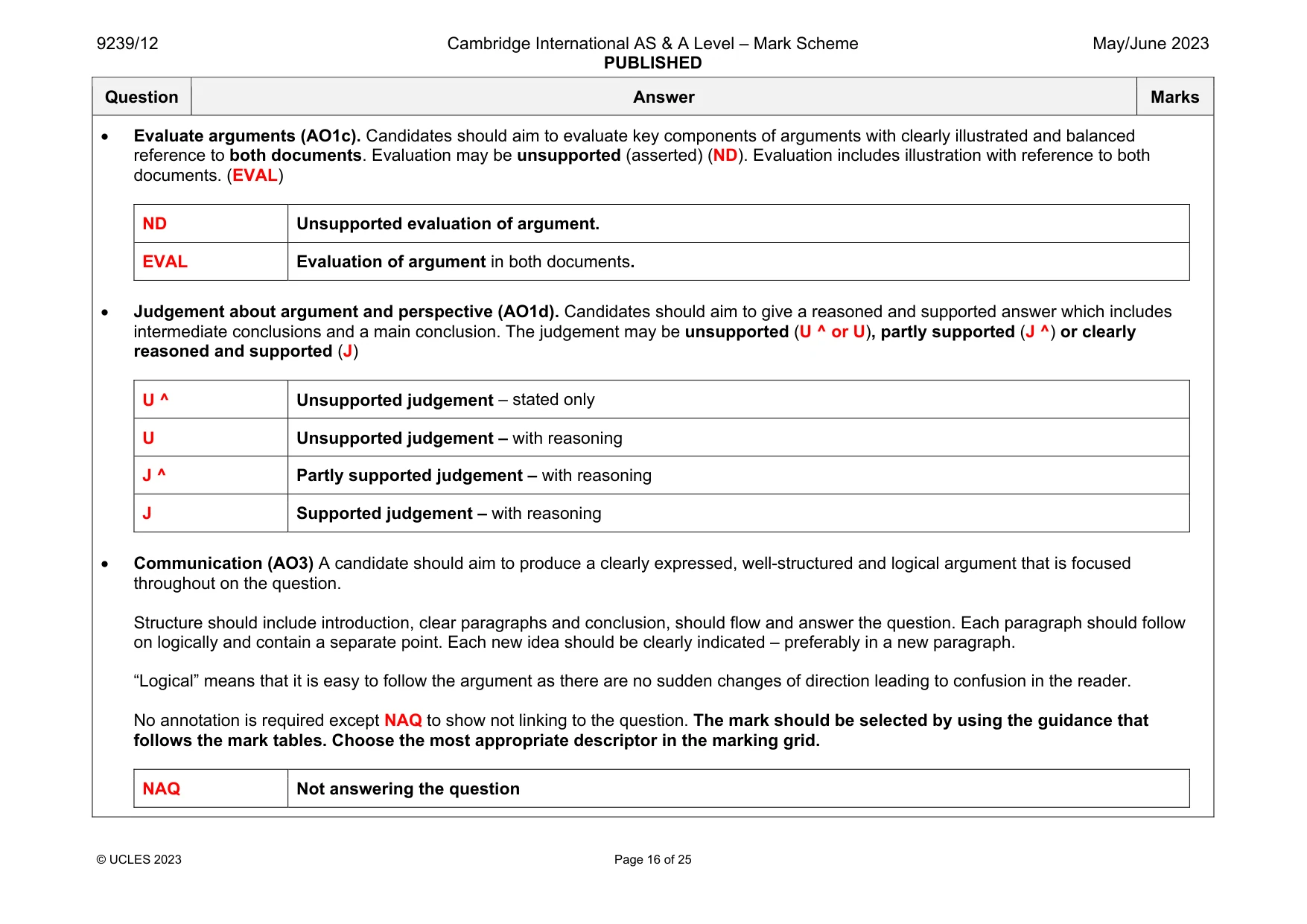 Mark scheme, page 16 of 25