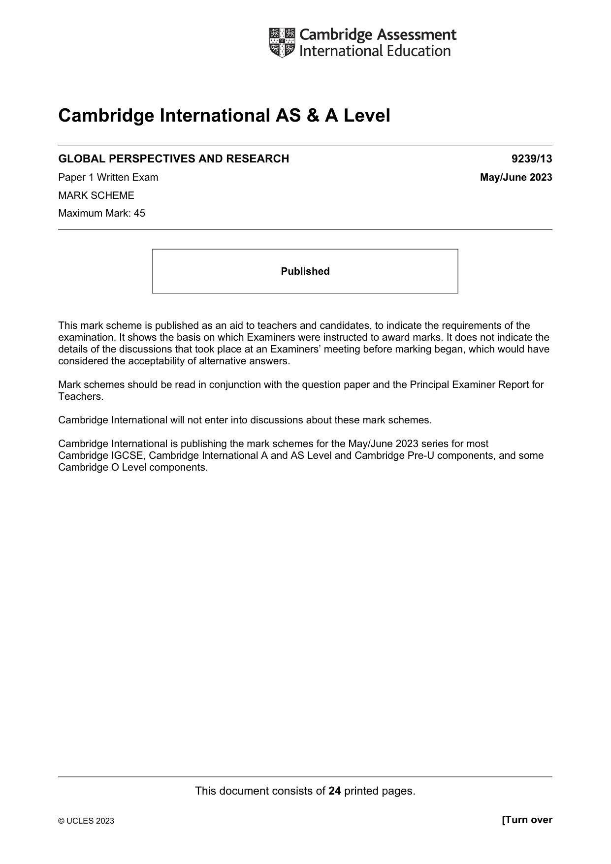 Mark scheme, page 1 of 24