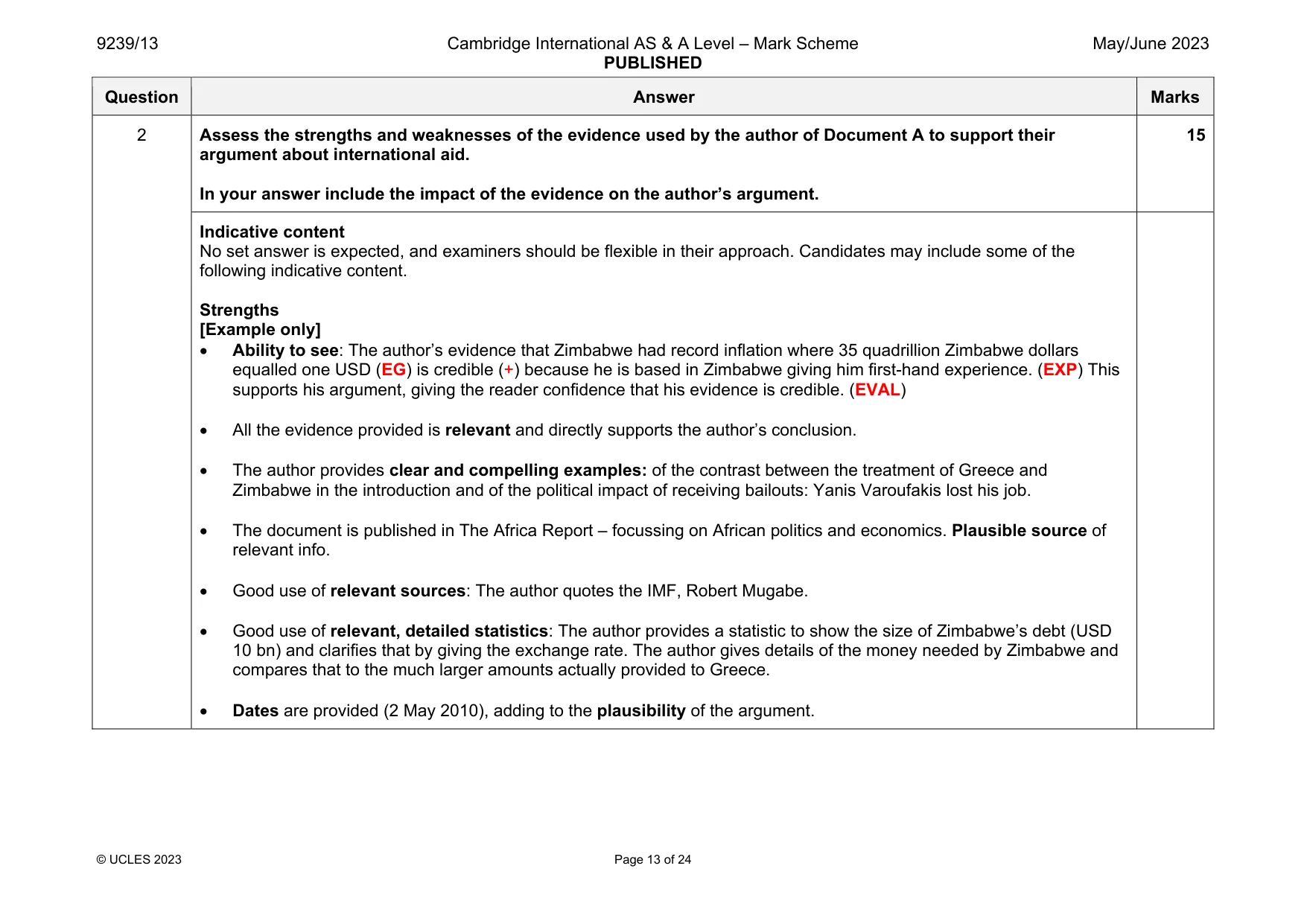 Mark scheme, page 13 of 24