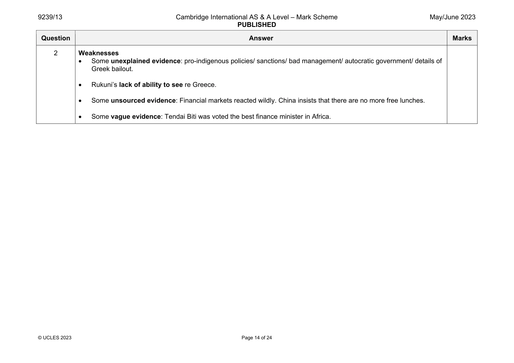 Mark scheme, page 14 of 24