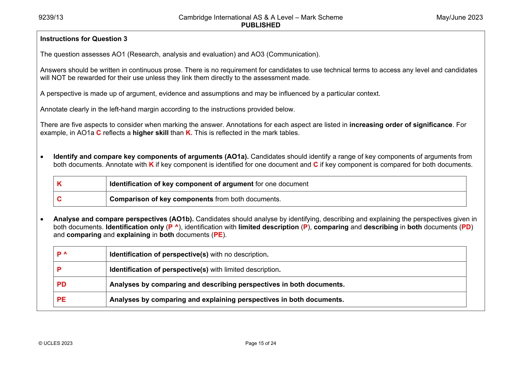 Mark scheme, page 15 of 24