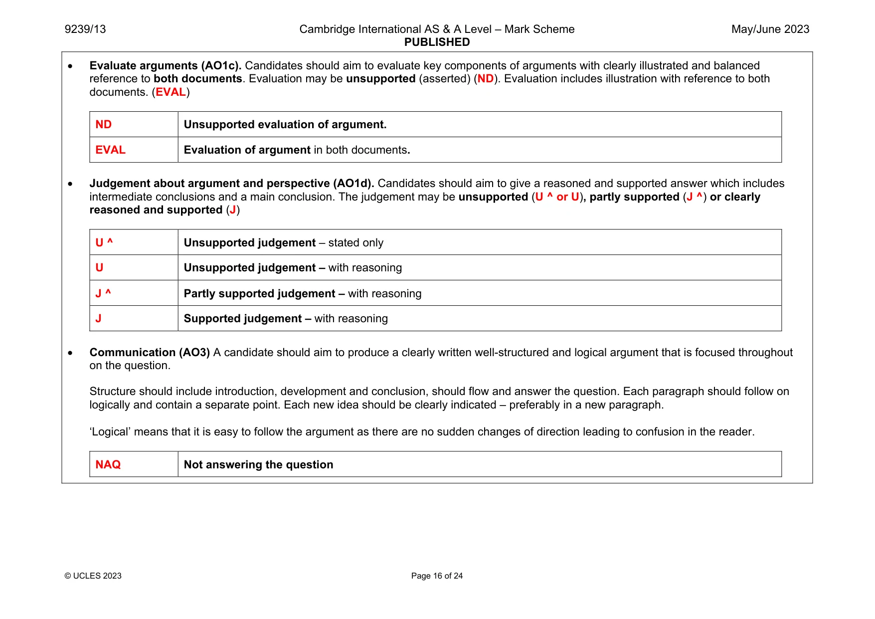 Mark scheme, page 16 of 24