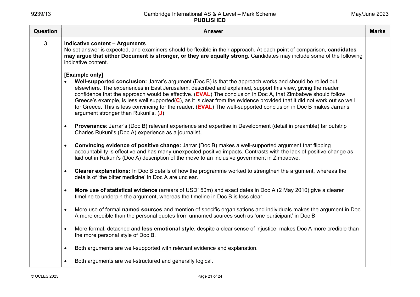 Mark scheme, page 21 of 24