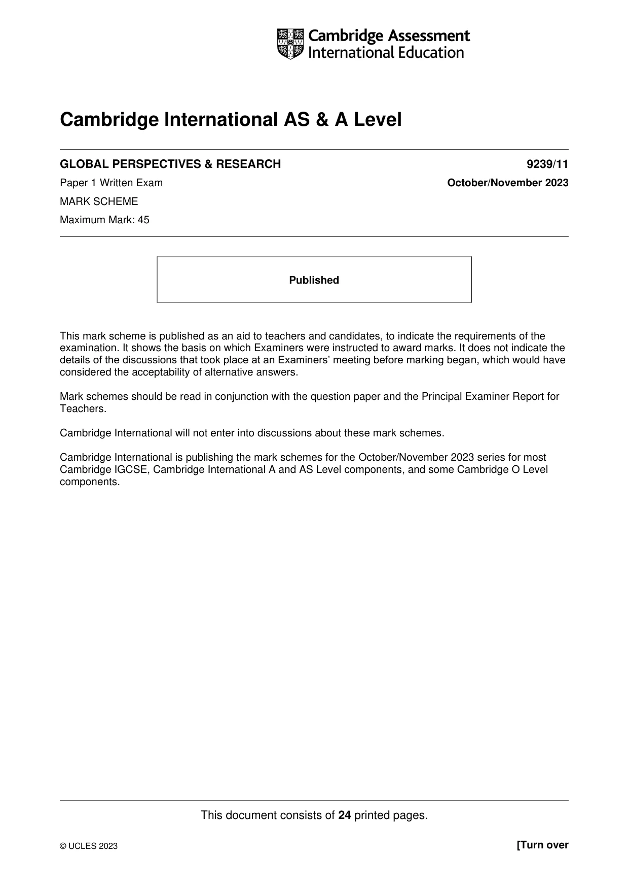 Mark scheme, page 1 of 24