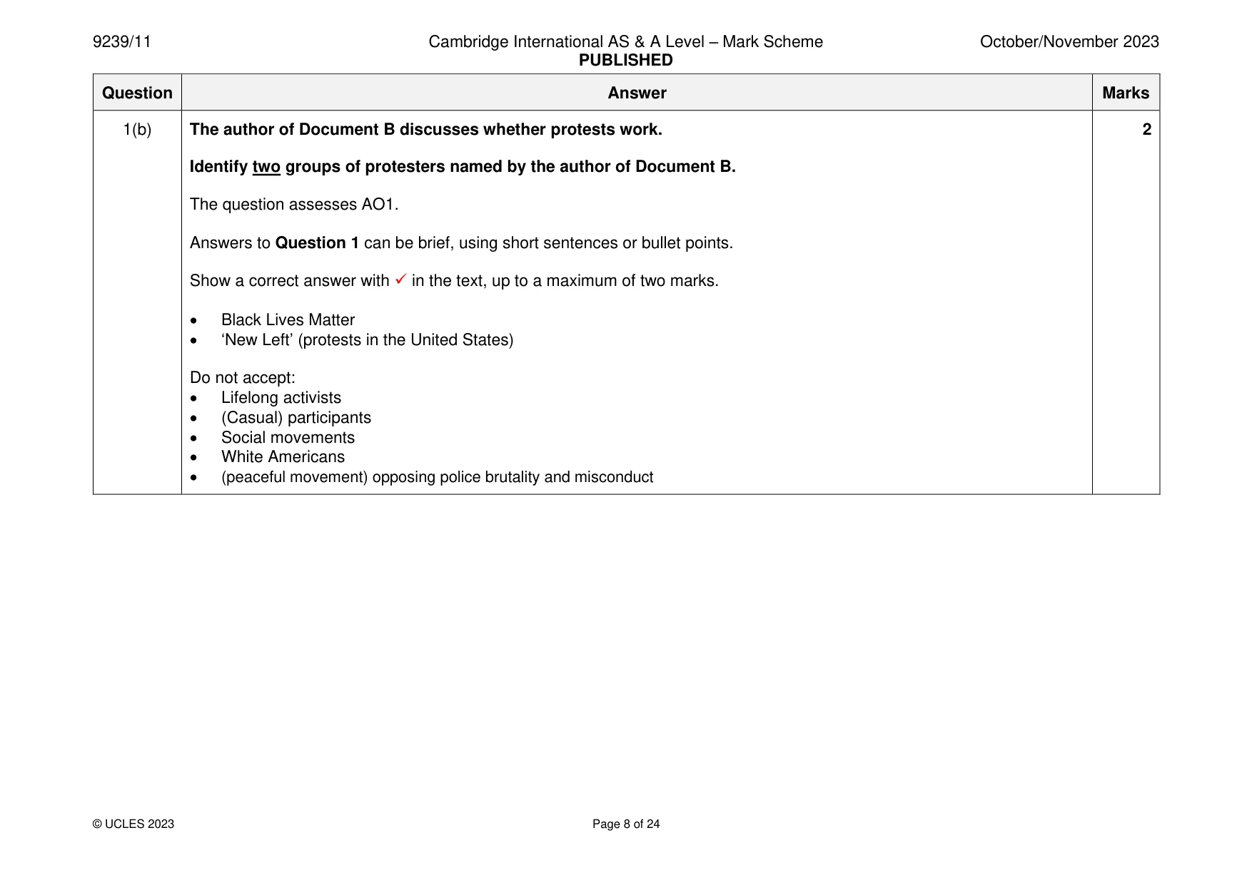 Mark scheme, page 8 of 24