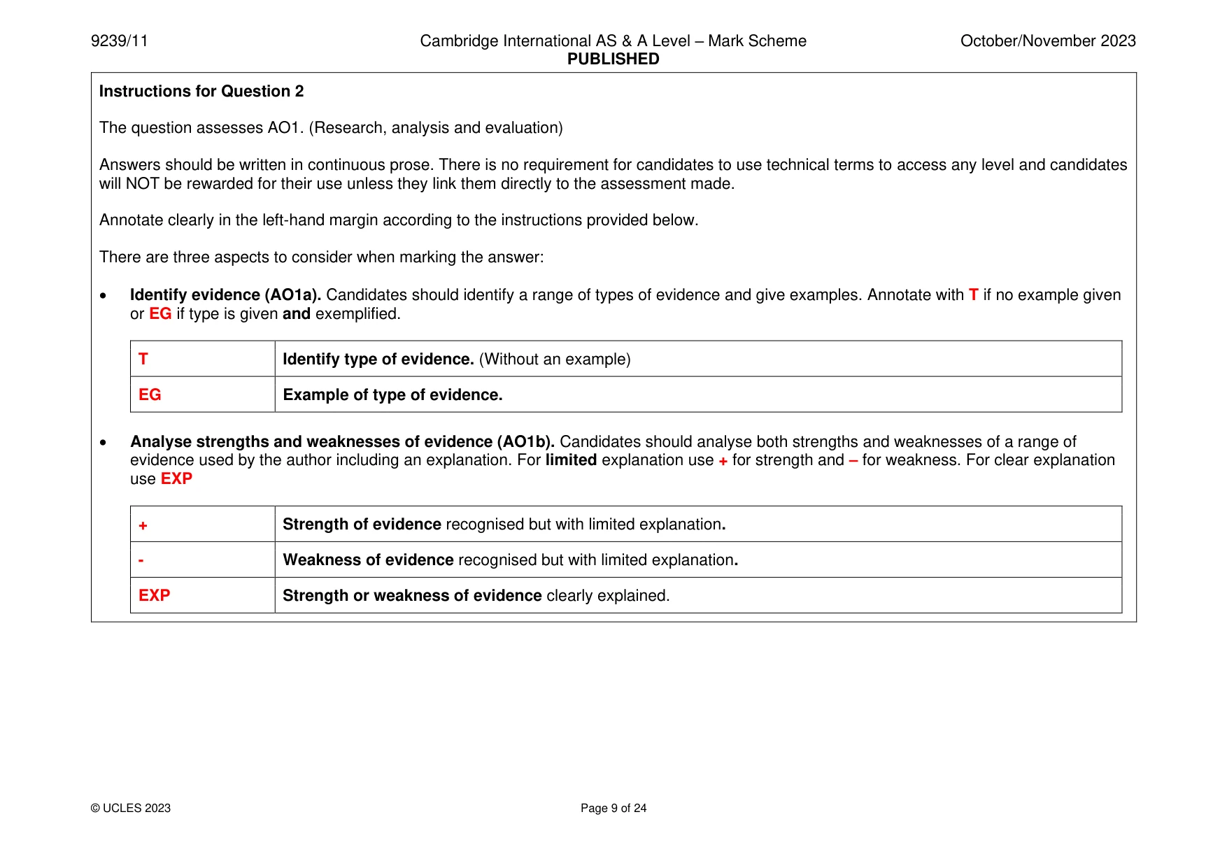 Mark scheme, page 9 of 24