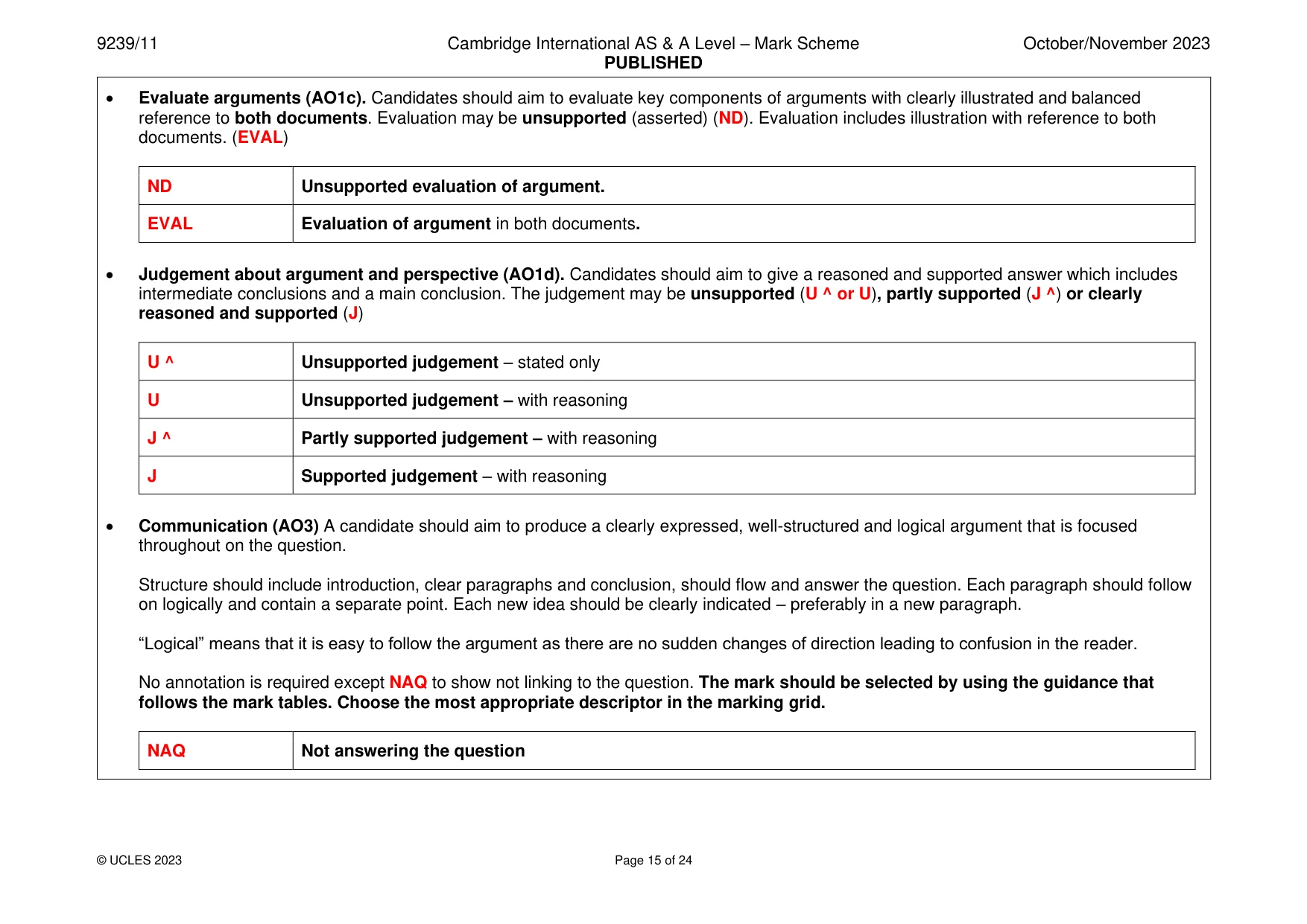 Mark scheme, page 15 of 24