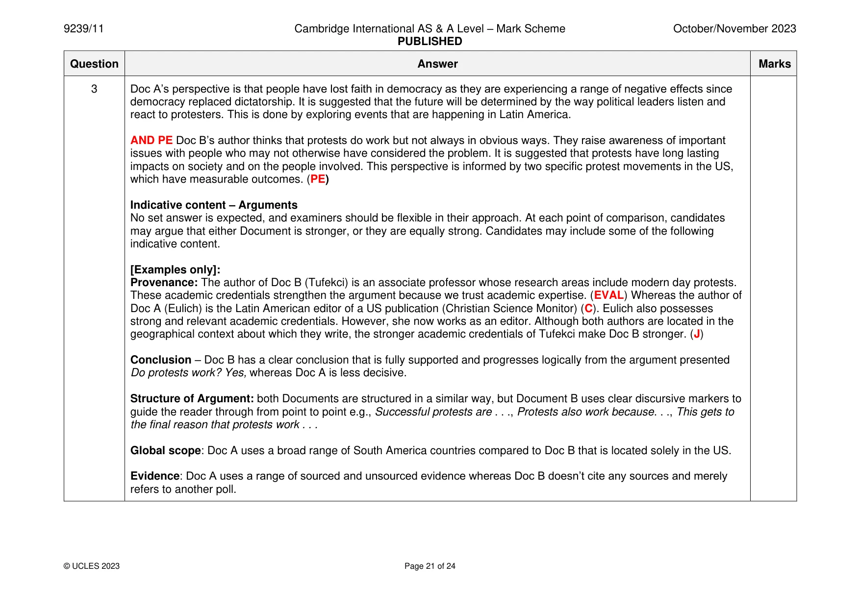 Mark scheme, page 21 of 24