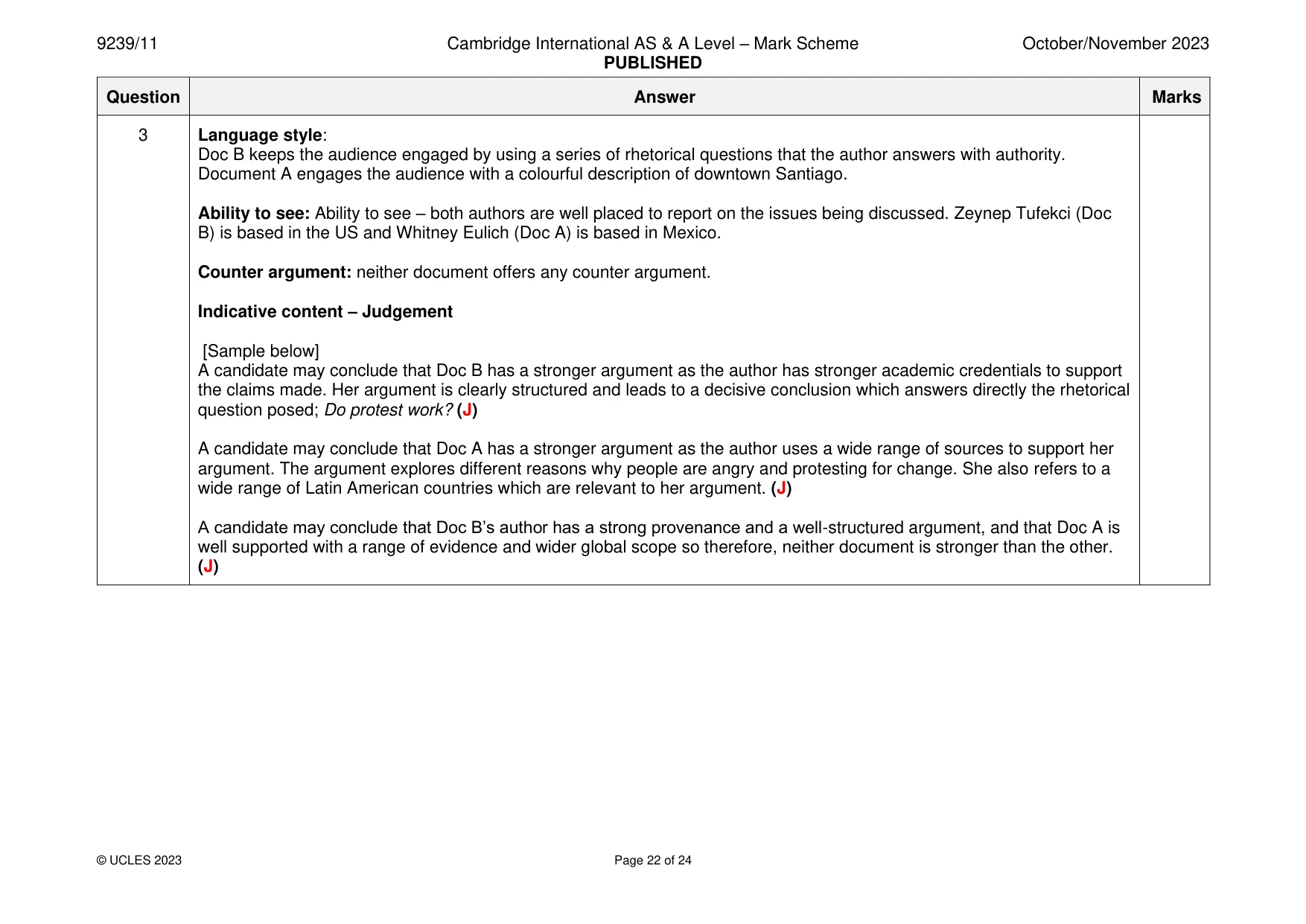 Mark scheme, page 22 of 24