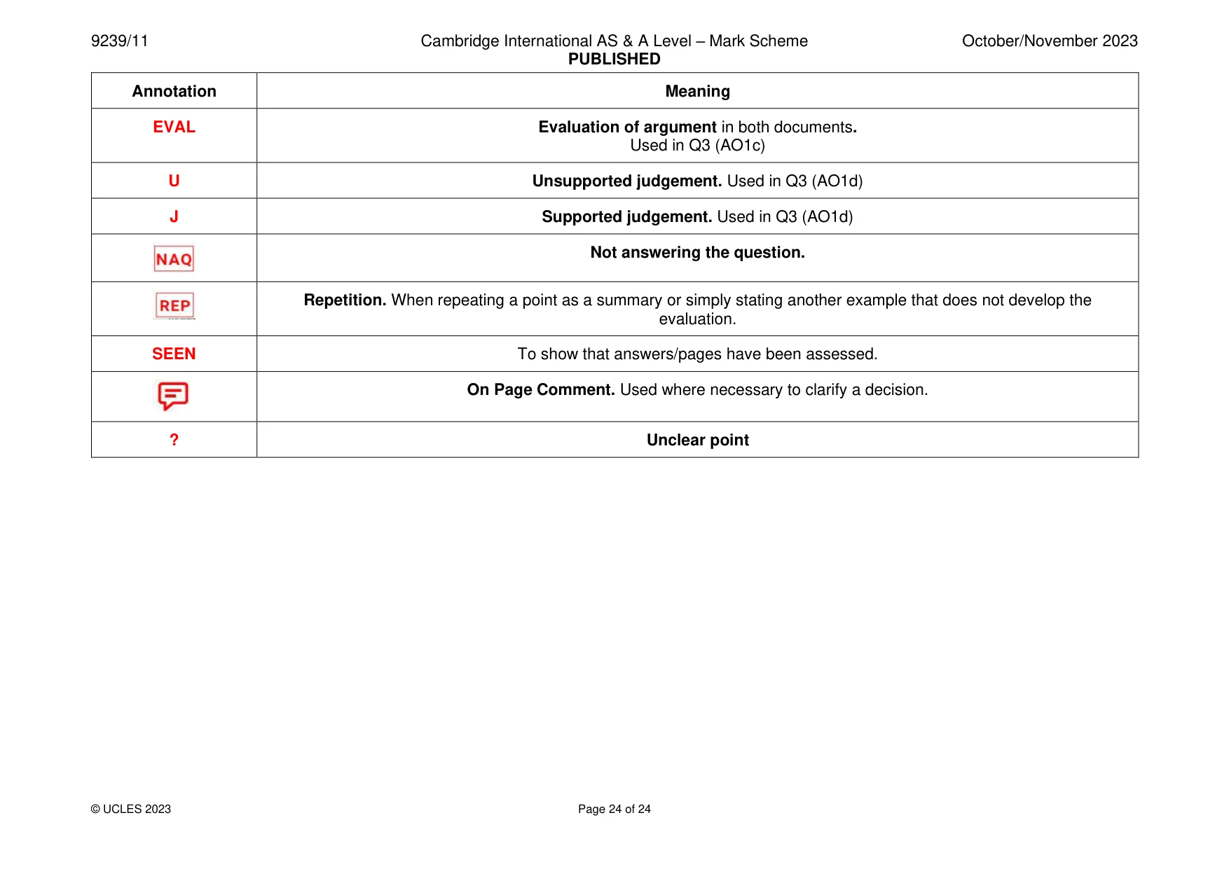 Mark scheme, page 24 of 24