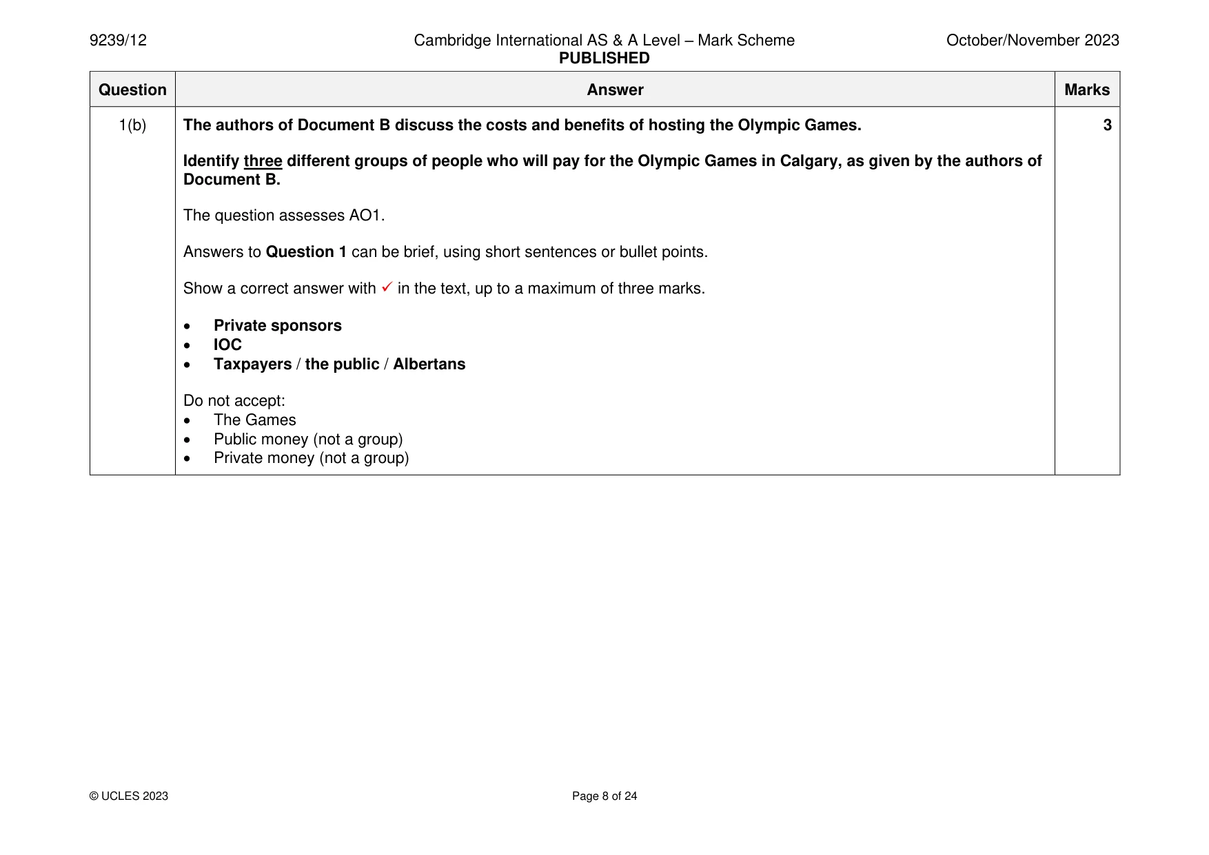 Mark scheme, page 8 of 24