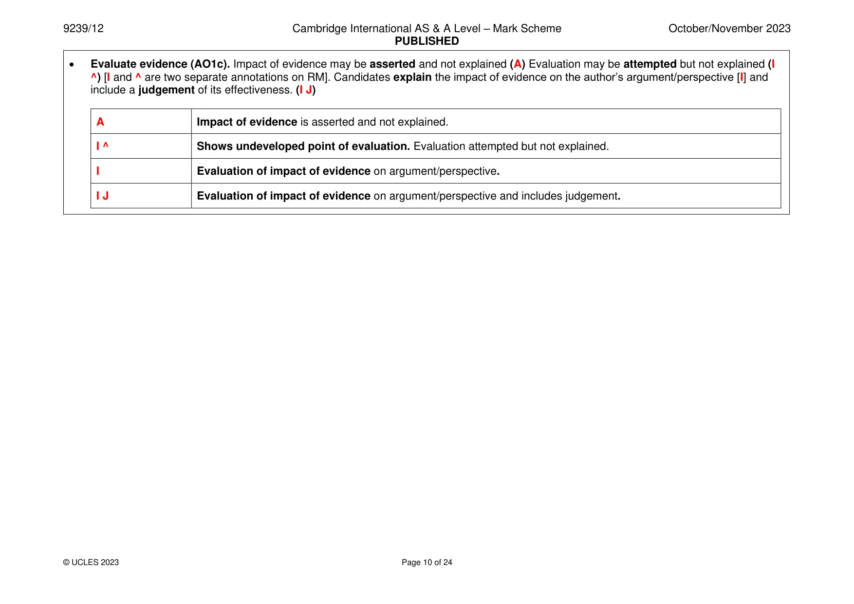 Mark scheme, page 10 of 24