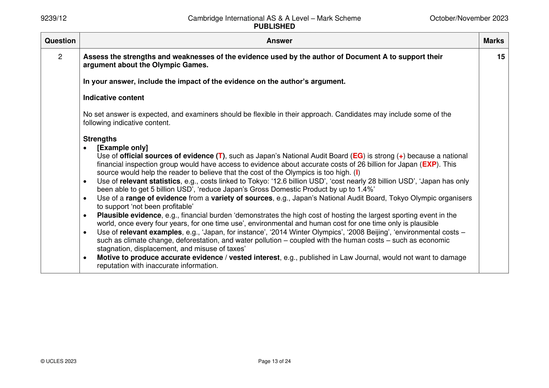Mark scheme, page 13 of 24