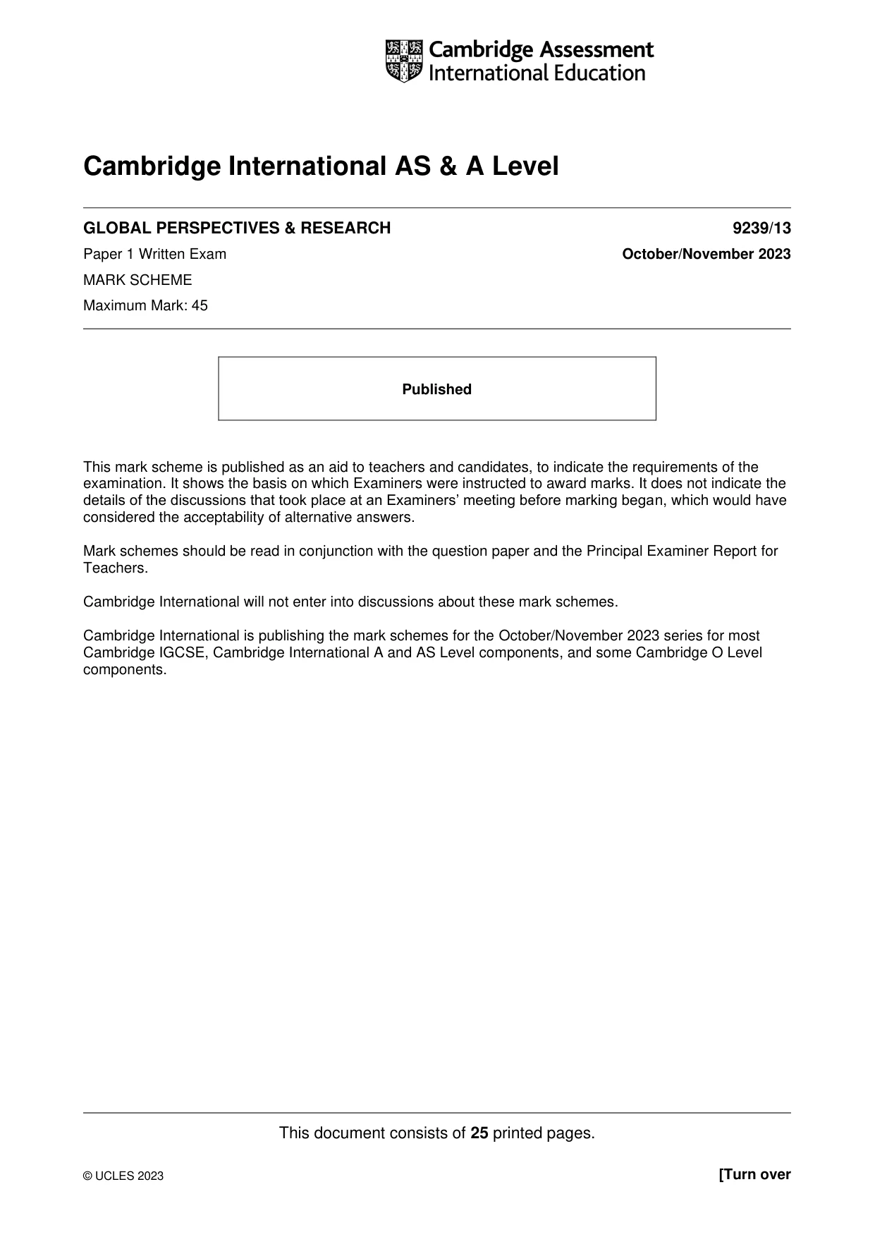 Mark scheme, page 1 of 25