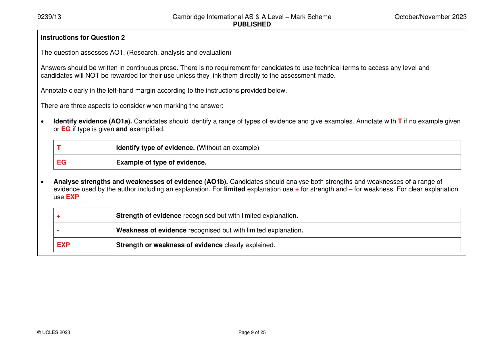 Mark scheme, page 9 of 25