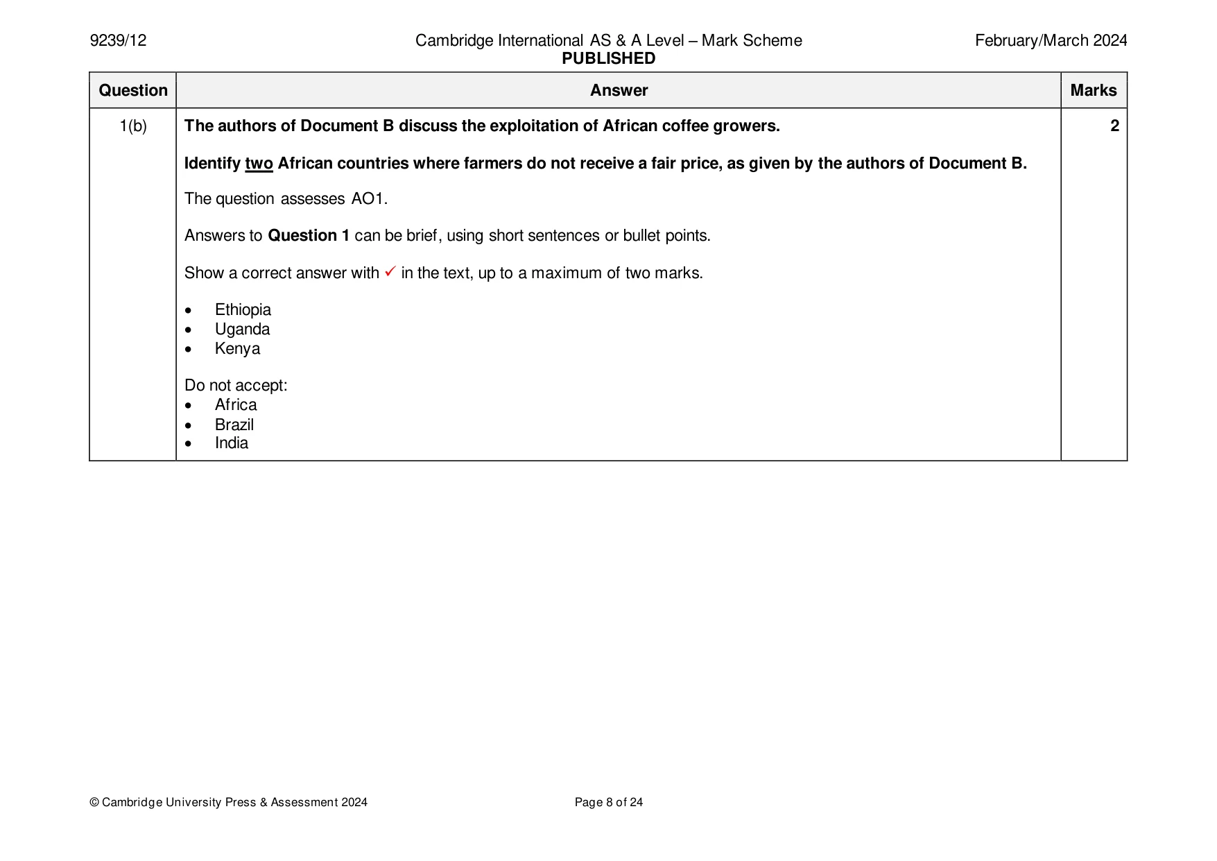 Mark scheme, page 8 of 24