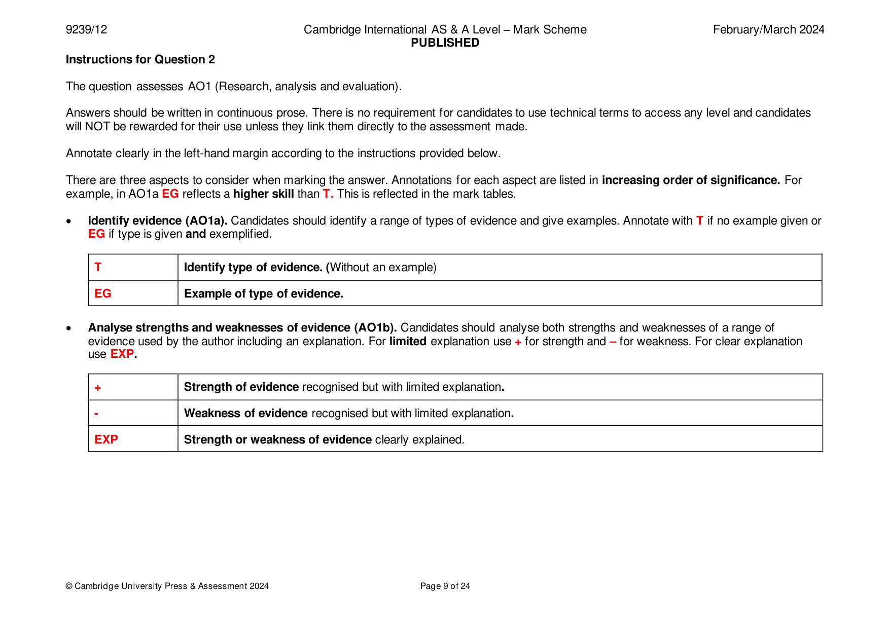 Mark scheme, page 9 of 24