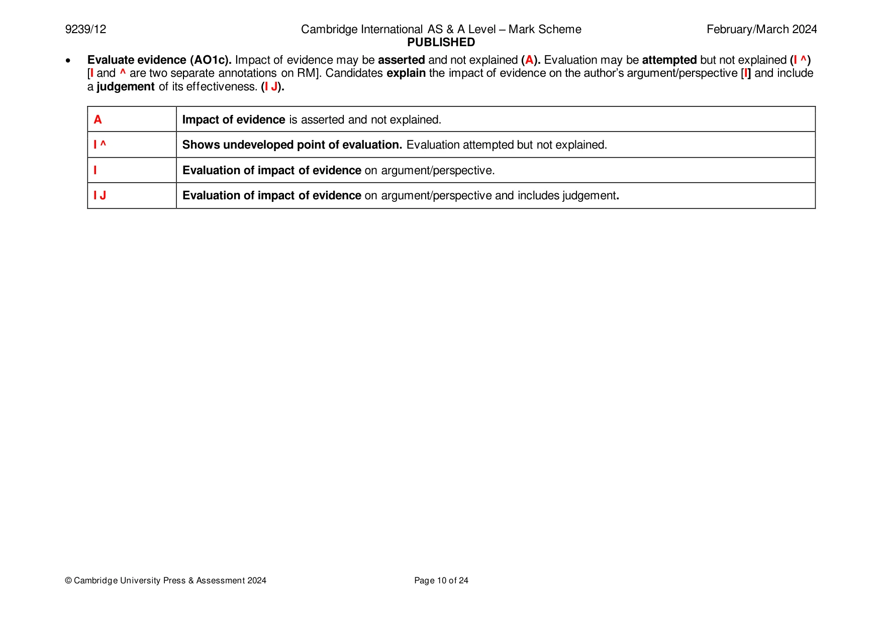 Mark scheme, page 10 of 24