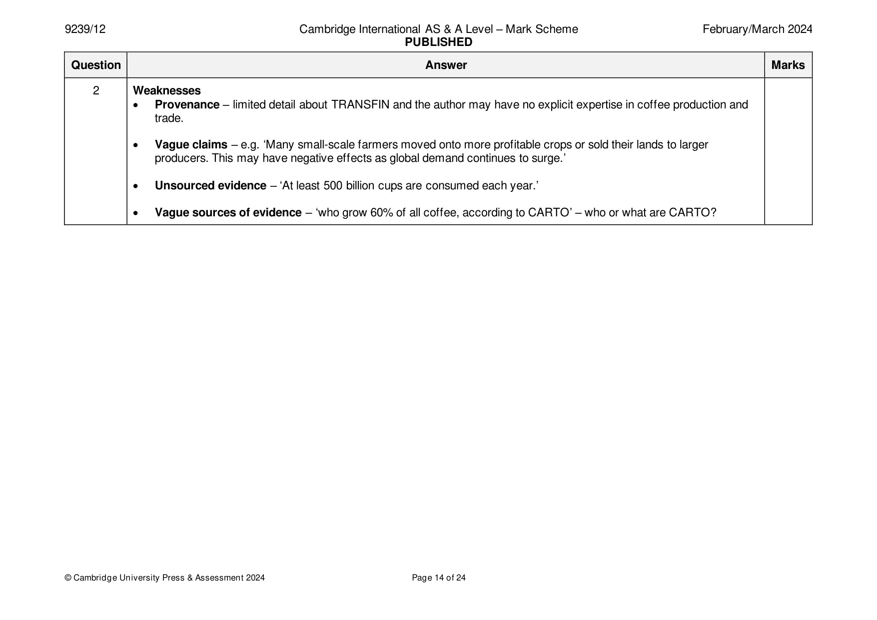 Mark scheme, page 14 of 24