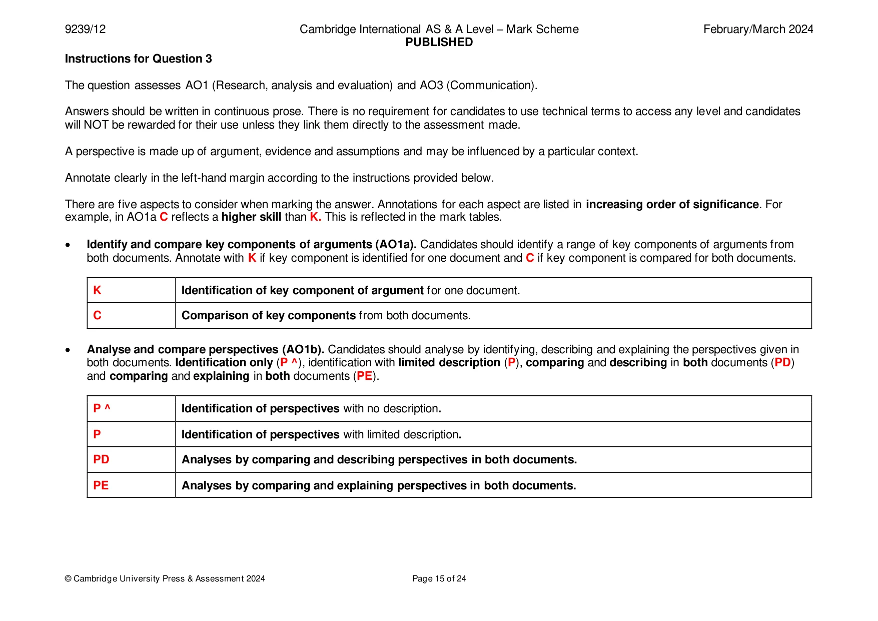 Mark scheme, page 15 of 24