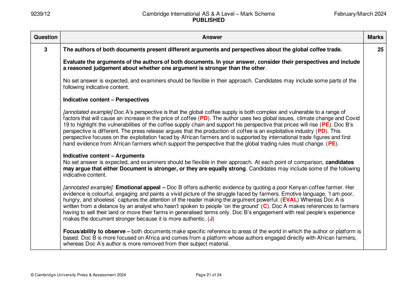 Mark scheme, page 21 of 24