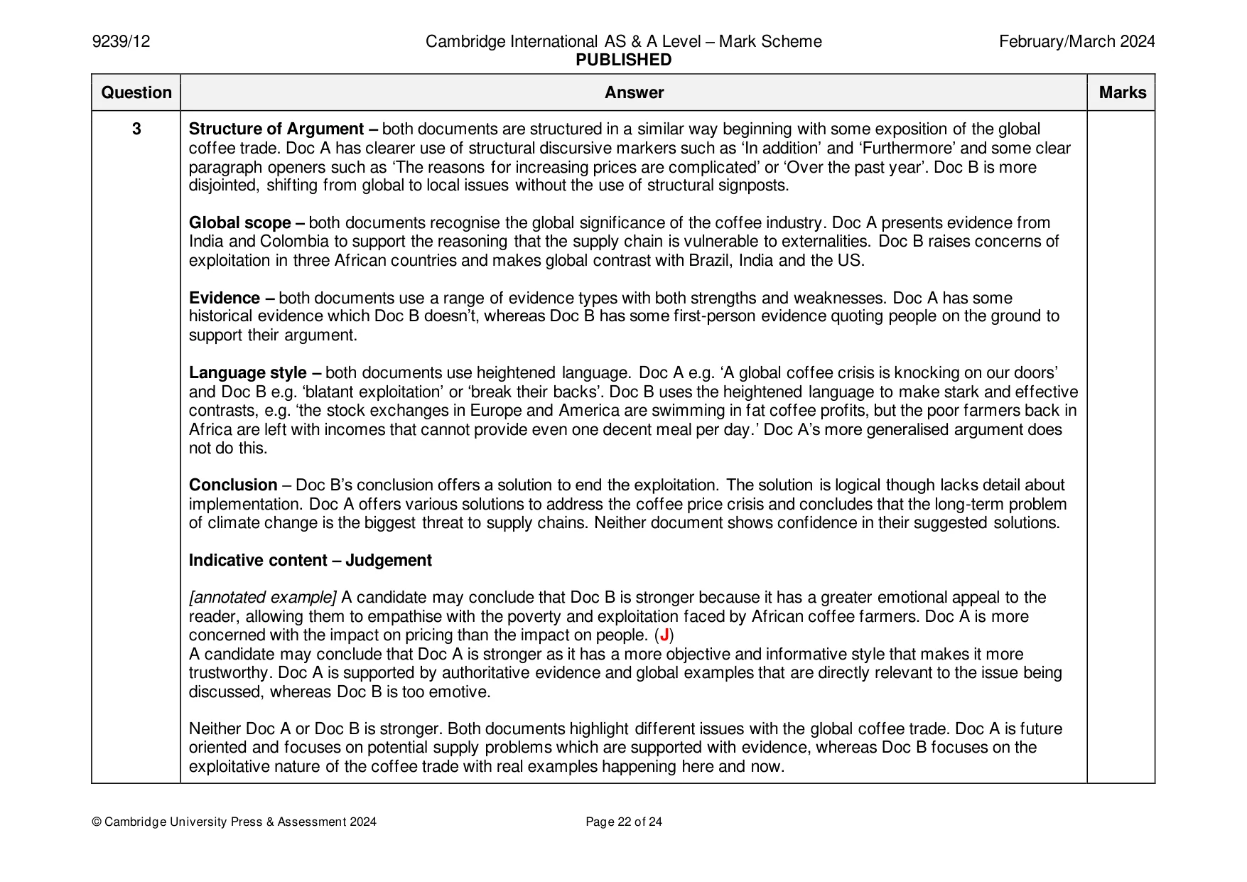 Mark scheme, page 22 of 24