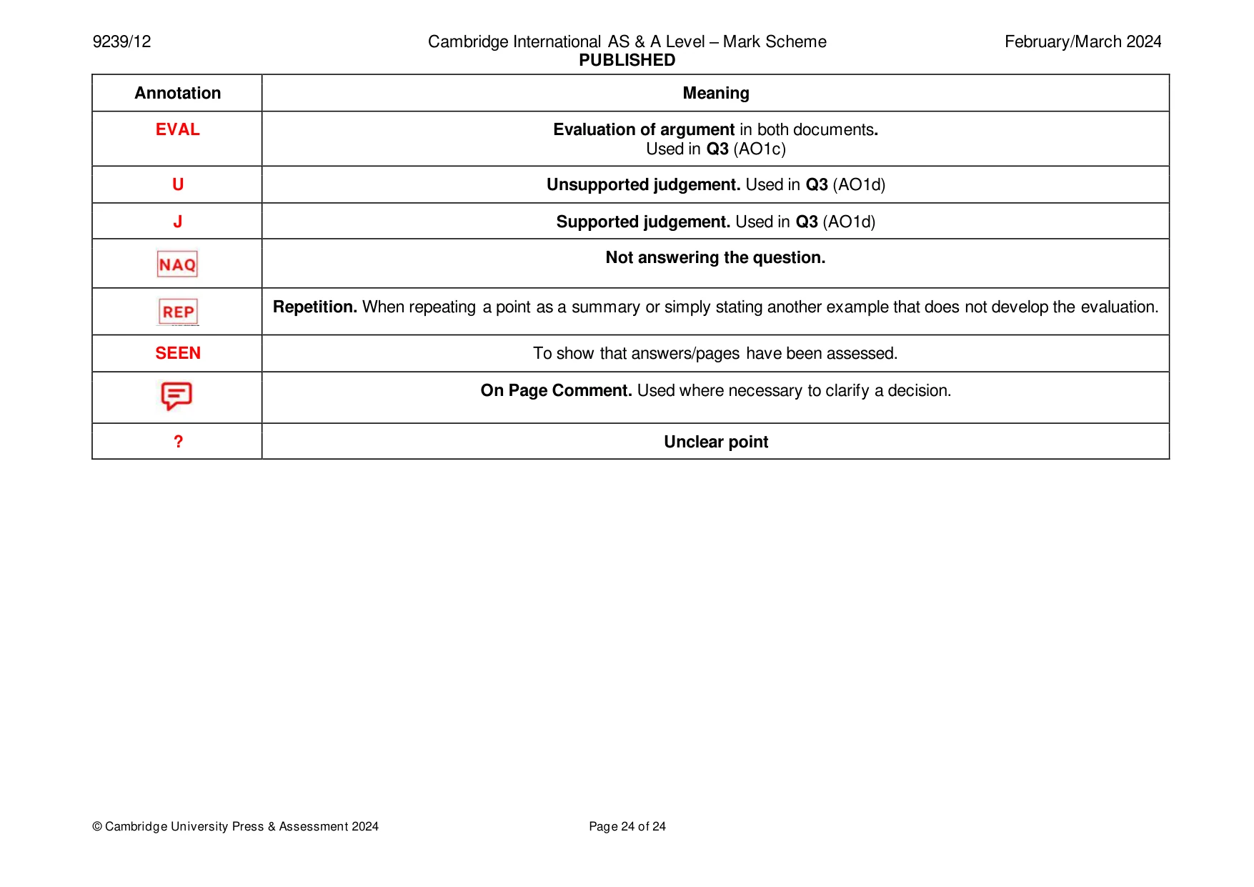 Mark scheme, page 24 of 24