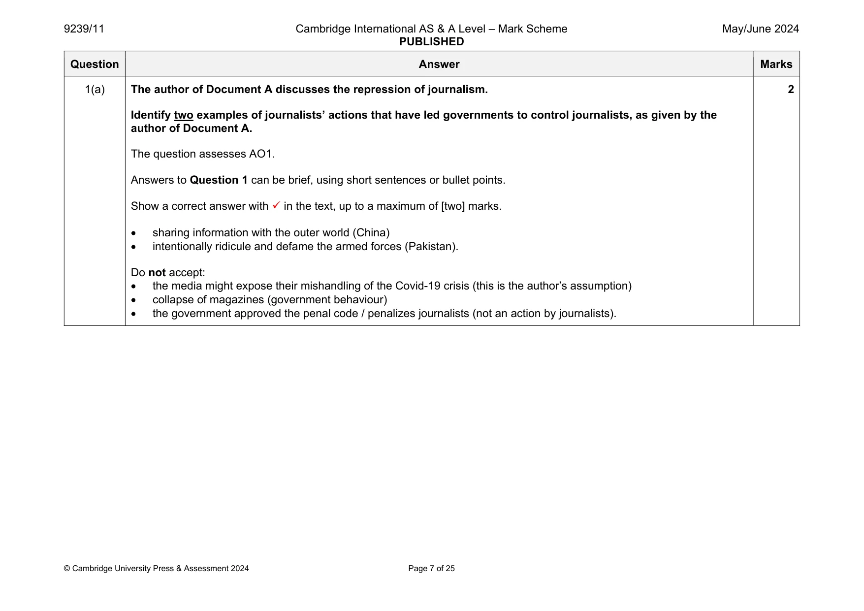 Mark scheme, page 7 of 25