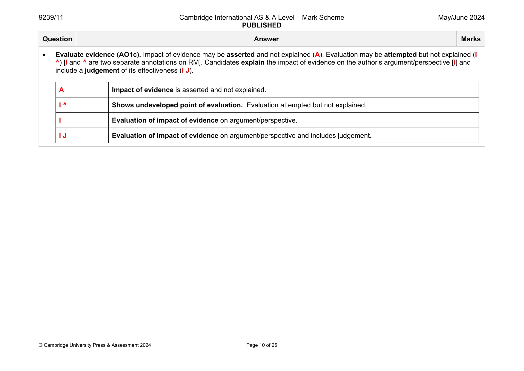 Mark scheme, page 10 of 25