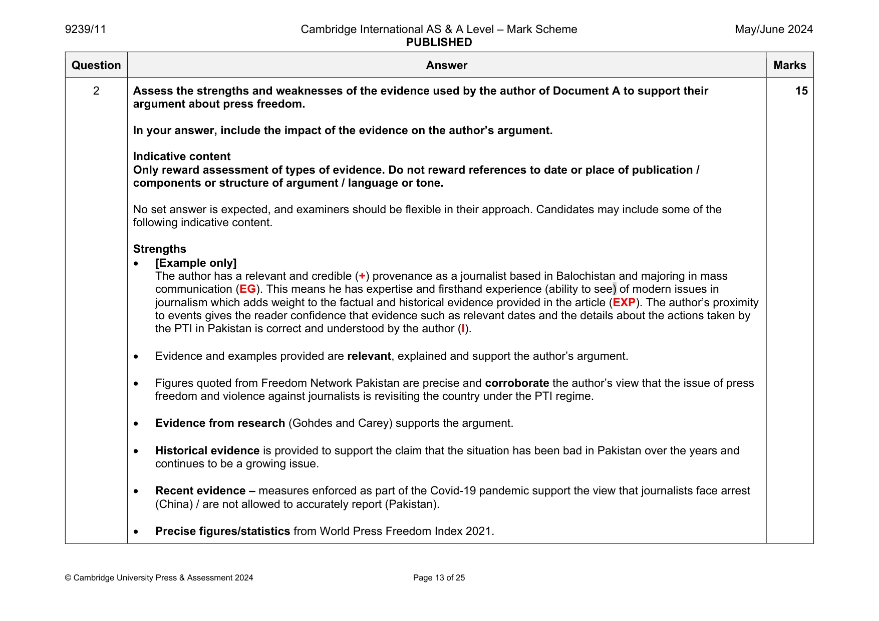 Mark scheme, page 13 of 25
